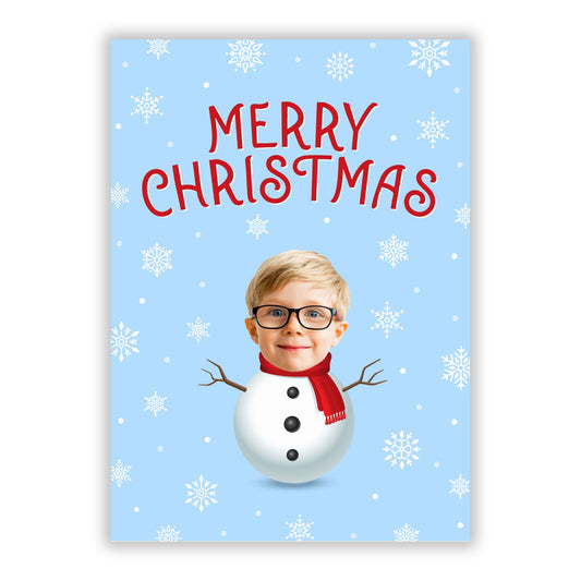 Christmas Snowman Face A5 Flat Greetings Card