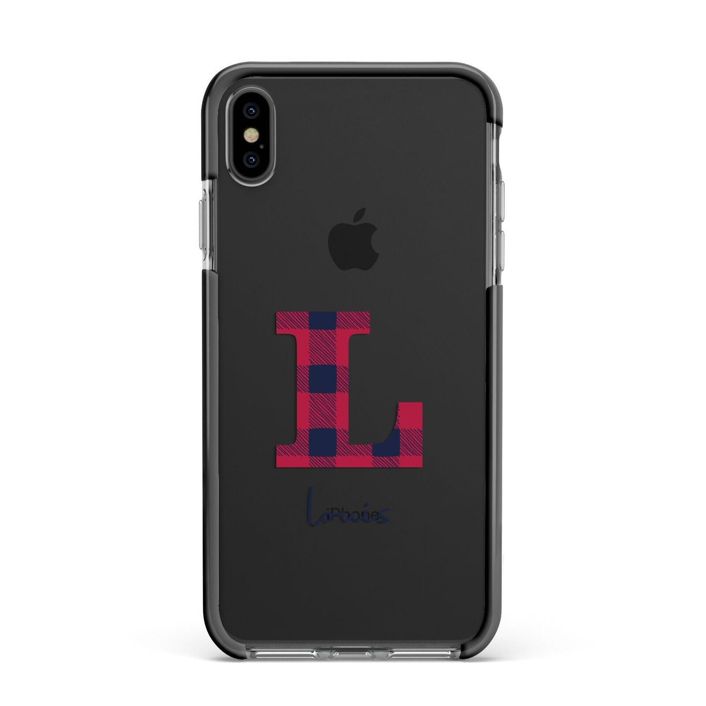 Christmas Tartan Personalised Apple iPhone Xs Max Impact Case Black Edge on Black Phone