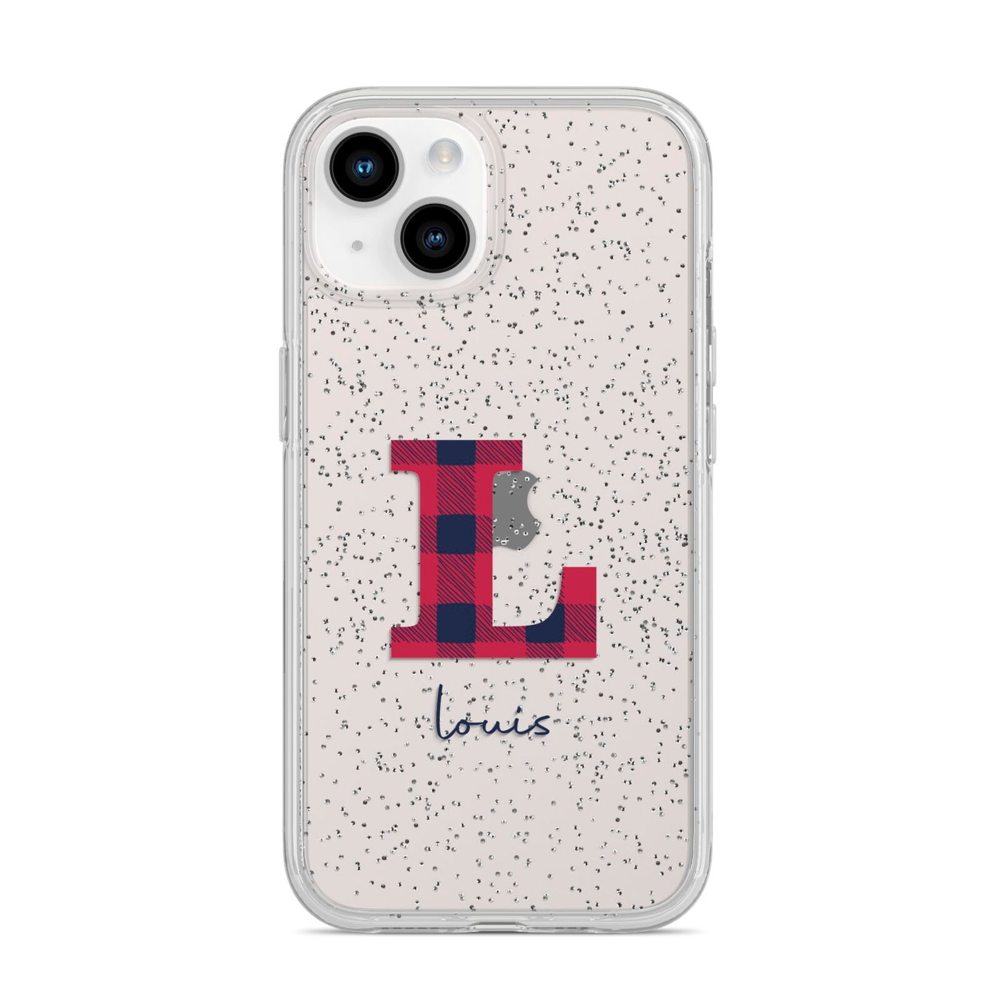 Christmas Tartan Personalised iPhone 14 Glitter Tough Case Starlight