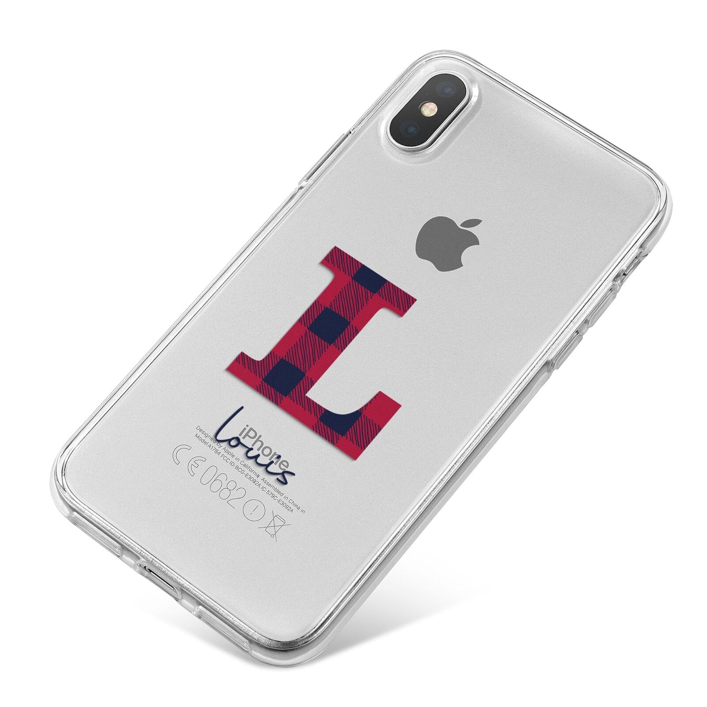 Christmas Tartan Personalised iPhone X Bumper Case on Silver iPhone