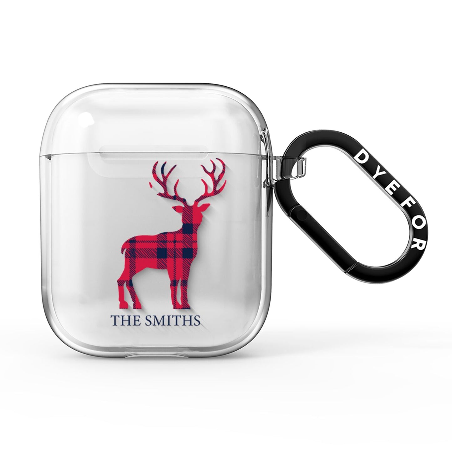 Christmas Tartan Reindeer Personalised AirPods Clear Case