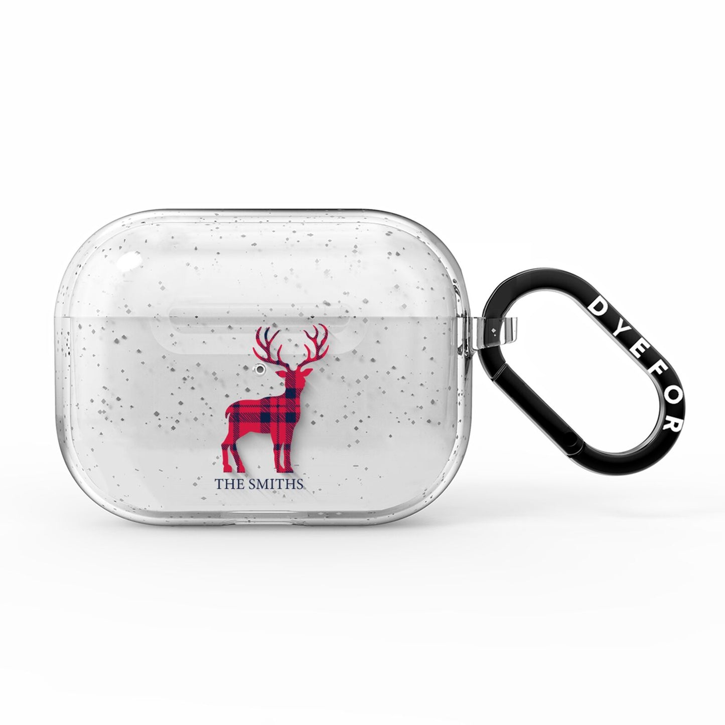 Christmas Tartan Reindeer Personalised AirPods Pro Glitter Case