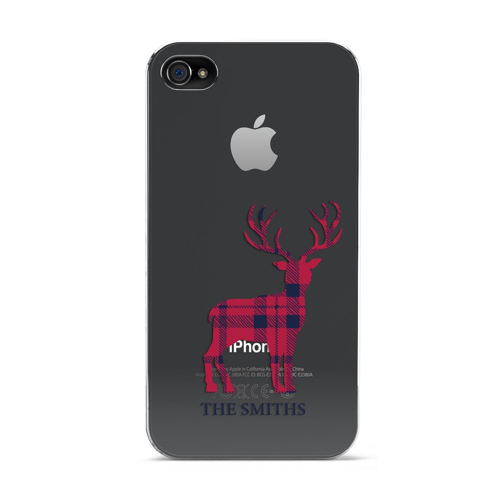 Christmas Tartan Reindeer Personalised Apple iPhone 4s Case