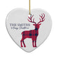 Christmas Tartan Reindeer Personalised Heart Decoration Back Image