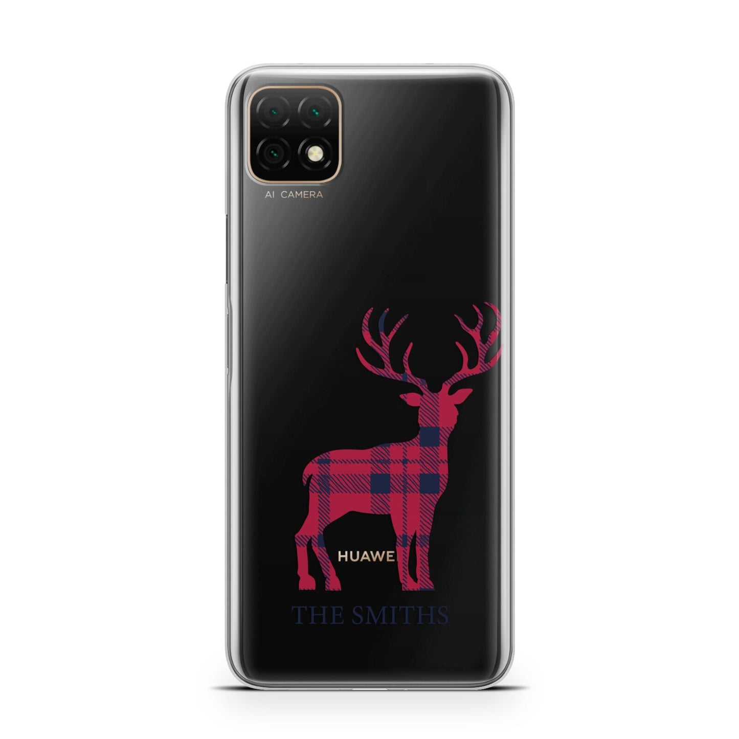 Christmas Tartan Reindeer Personalised Huawei Enjoy 20 Phone Case