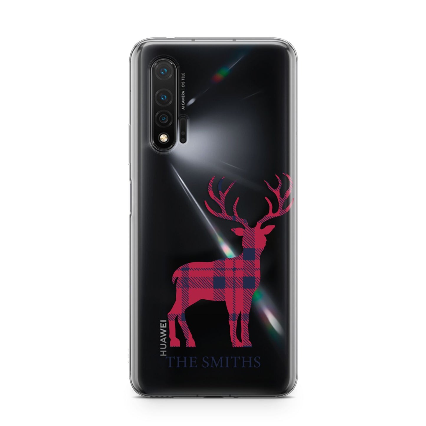 Christmas Tartan Reindeer Personalised Huawei Nova 6 Phone Case