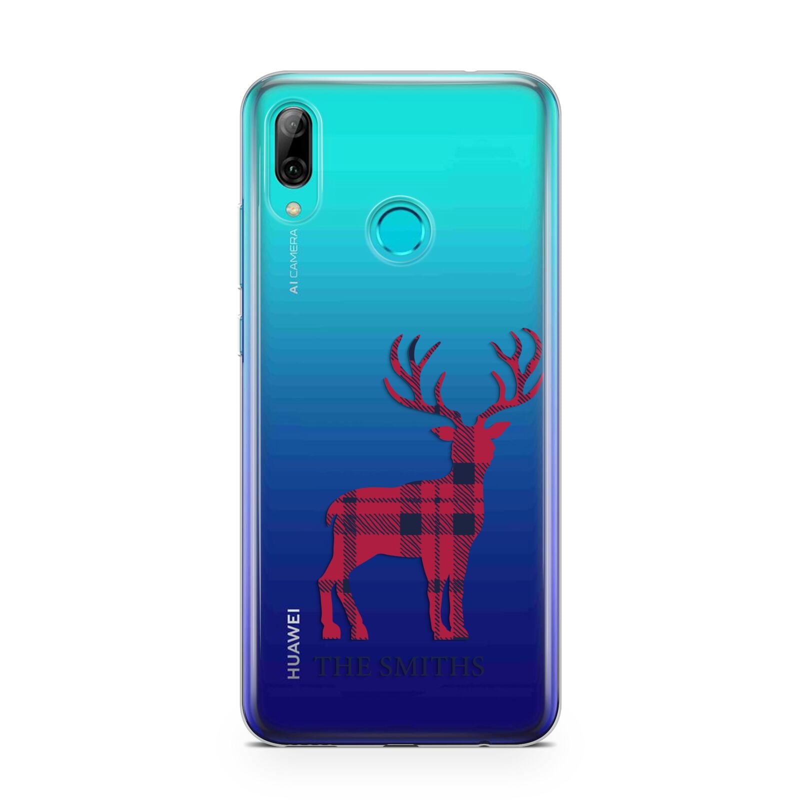 Christmas Tartan Reindeer Personalised Huawei P Smart 2019 Case