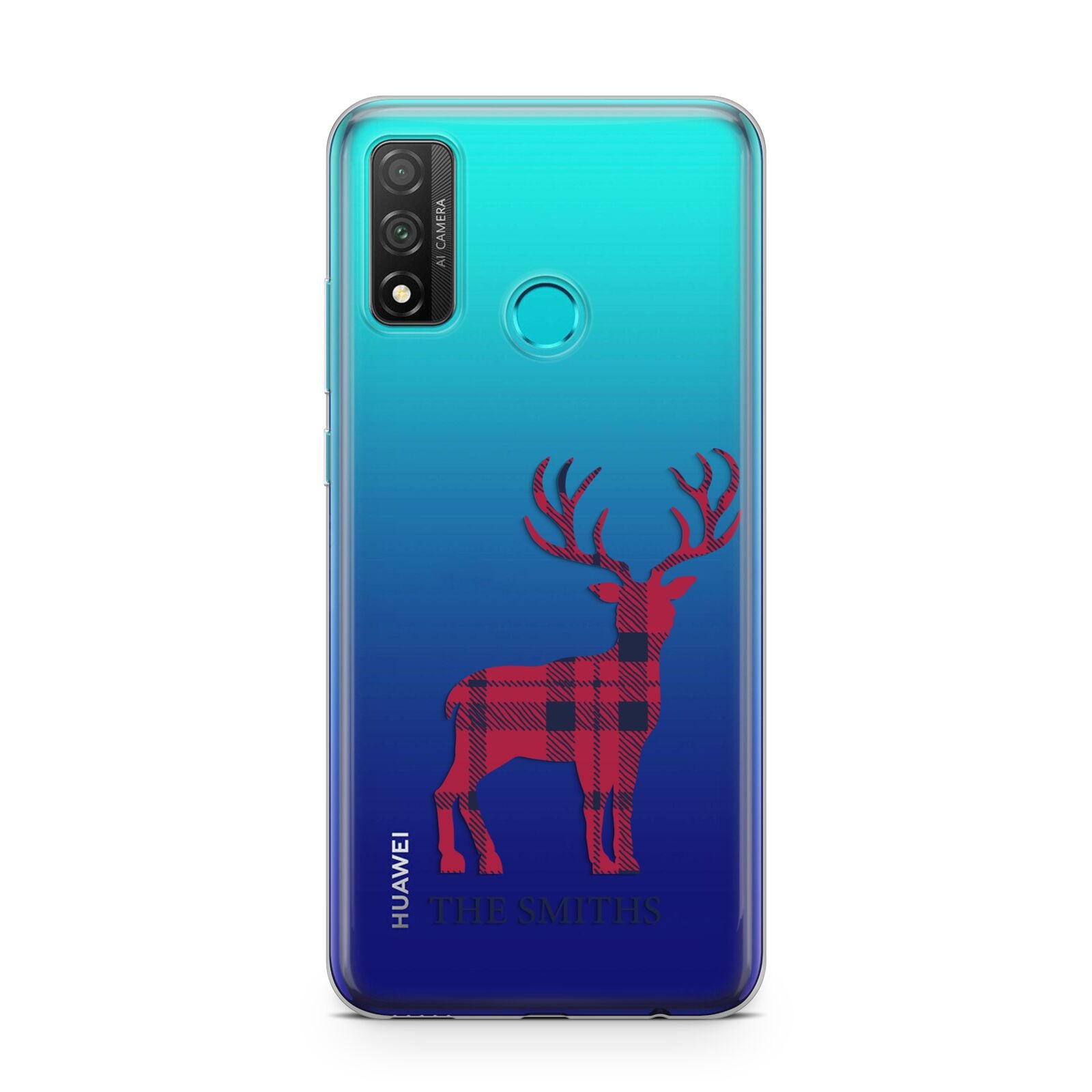 Christmas Tartan Reindeer Personalised Huawei P Smart 2020