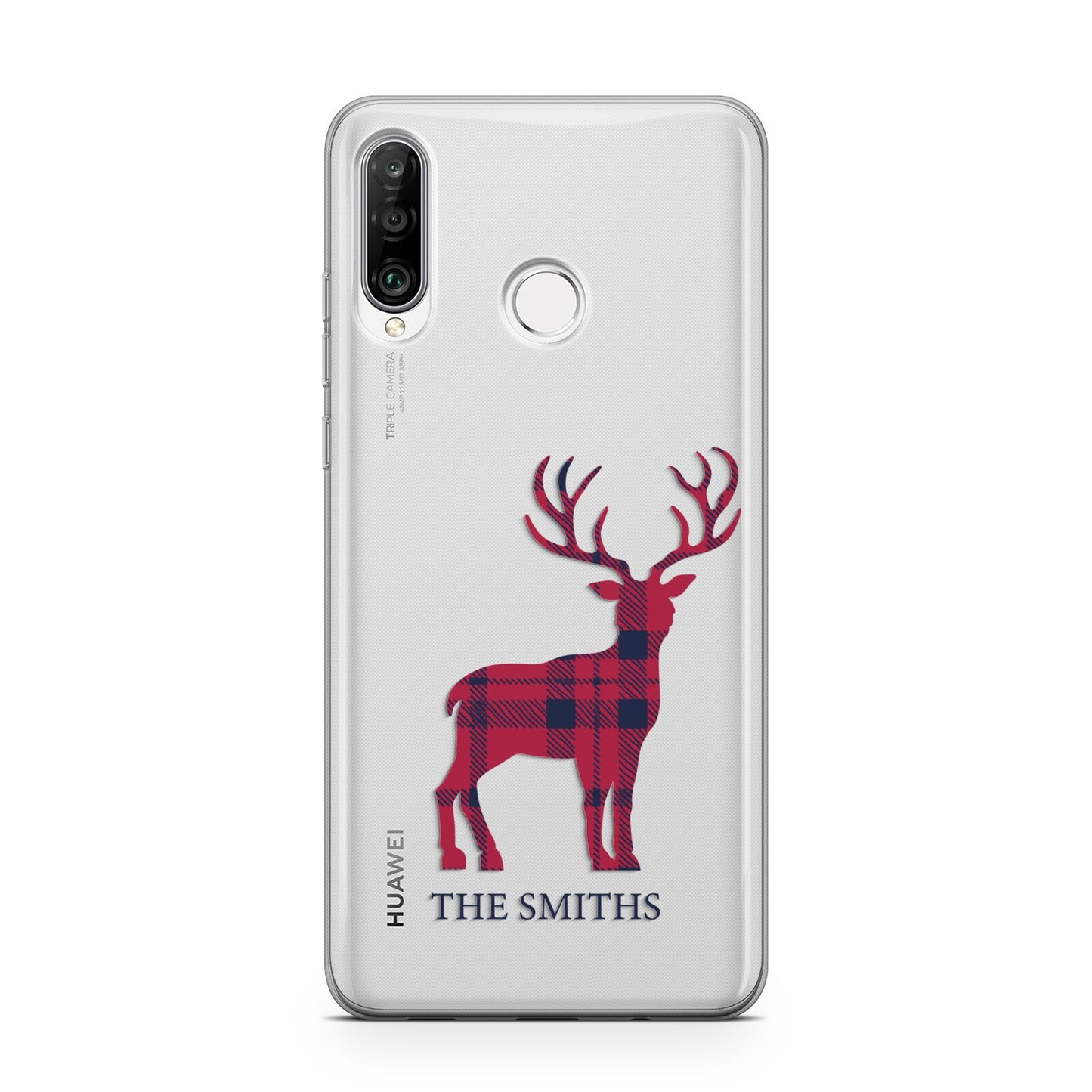 Christmas Tartan Reindeer Personalised Huawei P30 Lite Phone Case