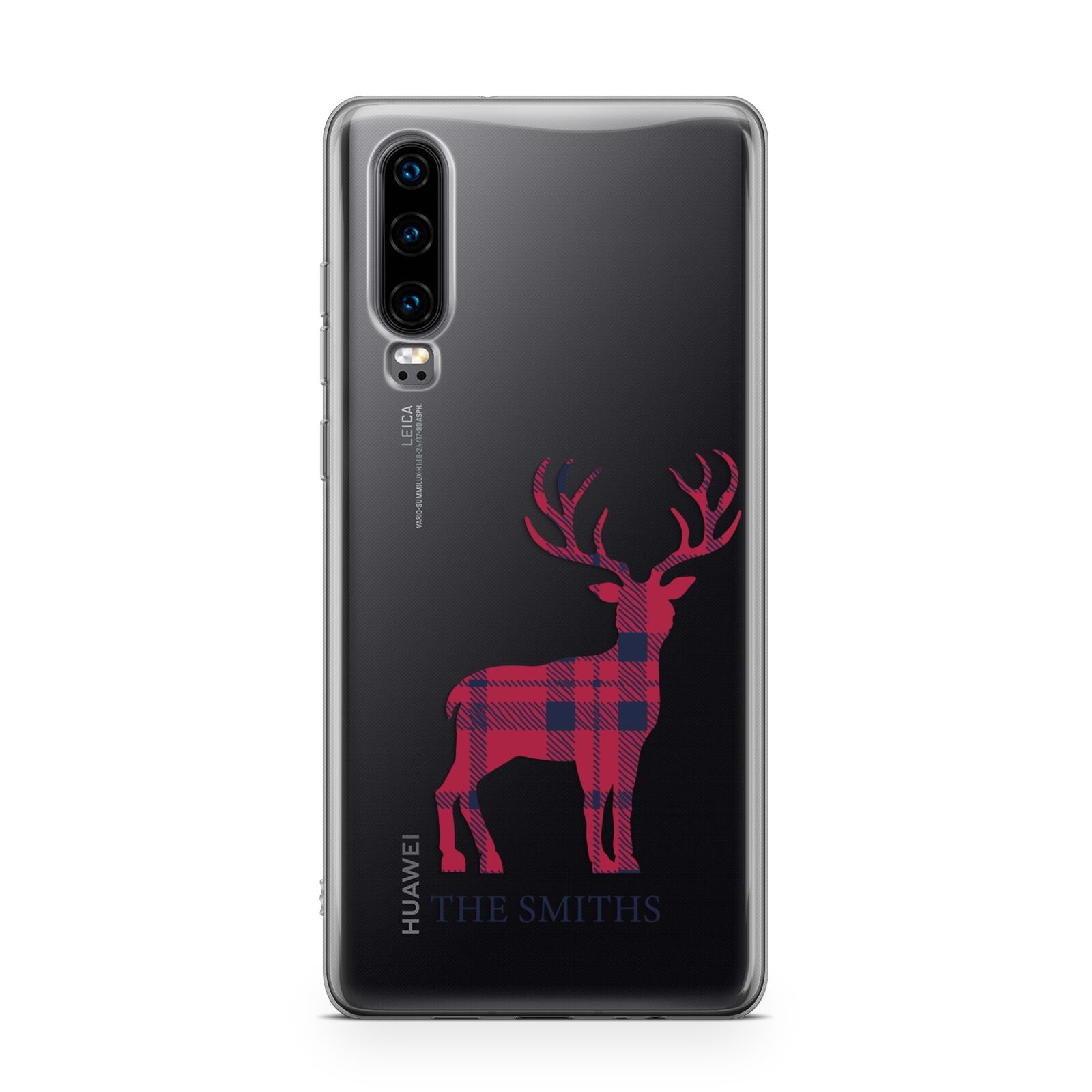 Christmas Tartan Reindeer Personalised Huawei P30 Phone Case