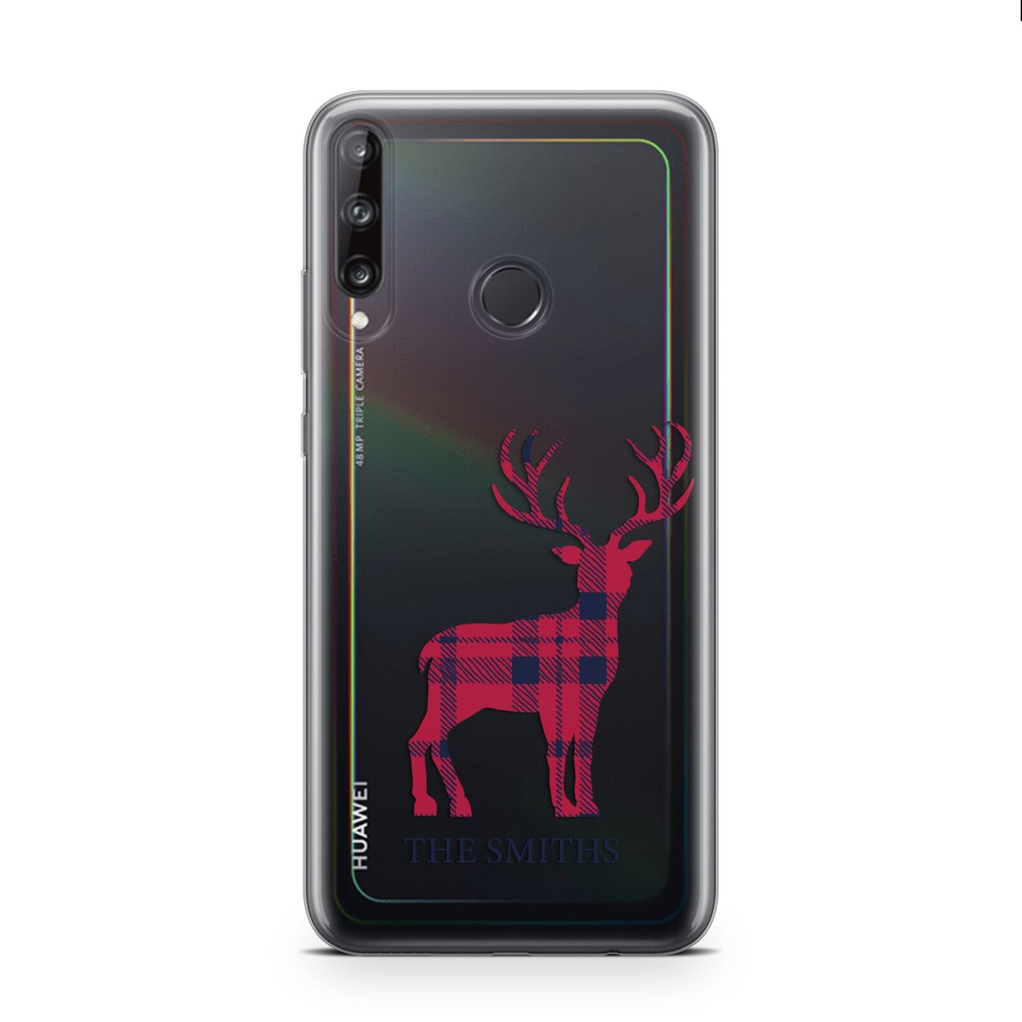 Christmas Tartan Reindeer Personalised Huawei P40 Lite E Phone Case