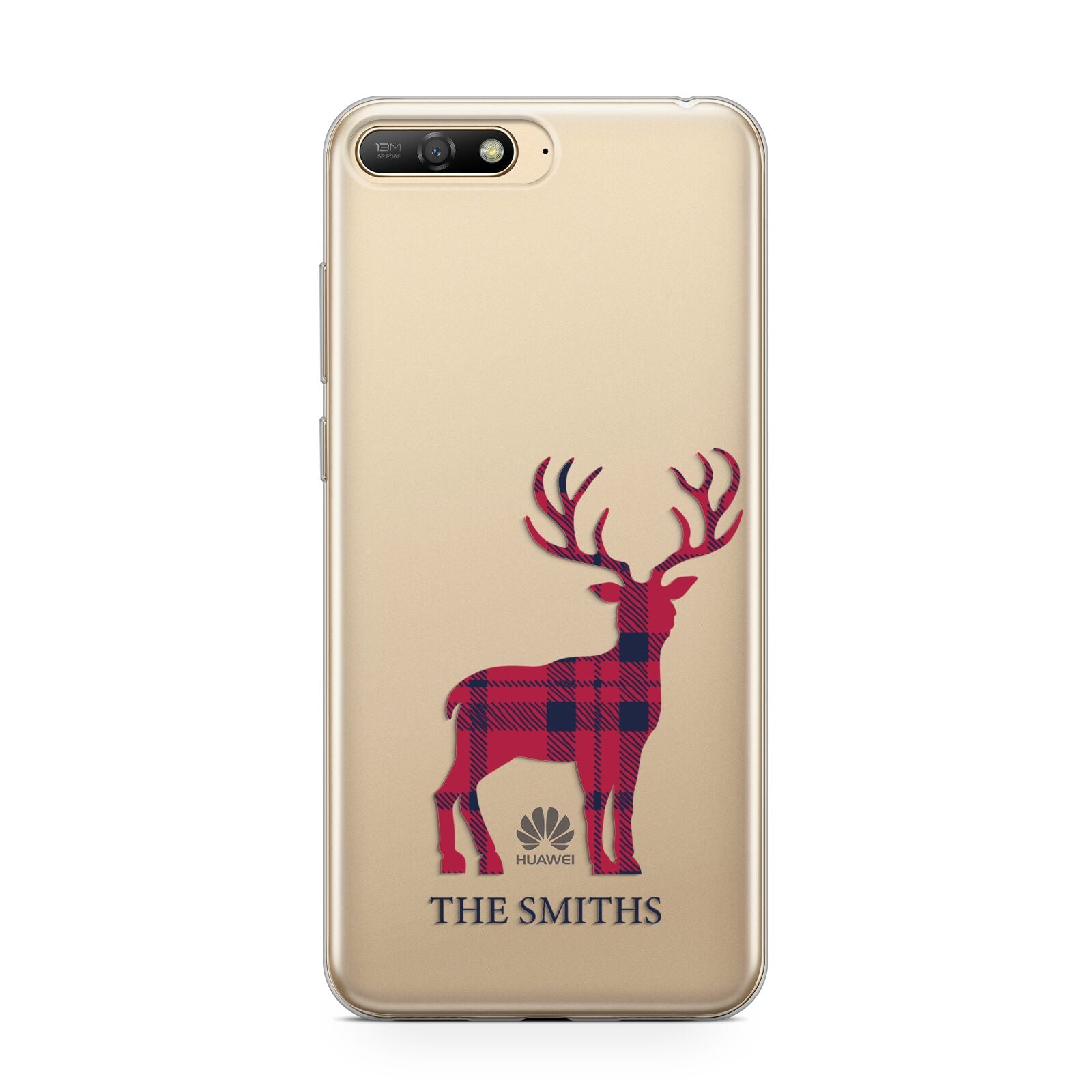 Christmas Tartan Reindeer Personalised Huawei Y6 2018