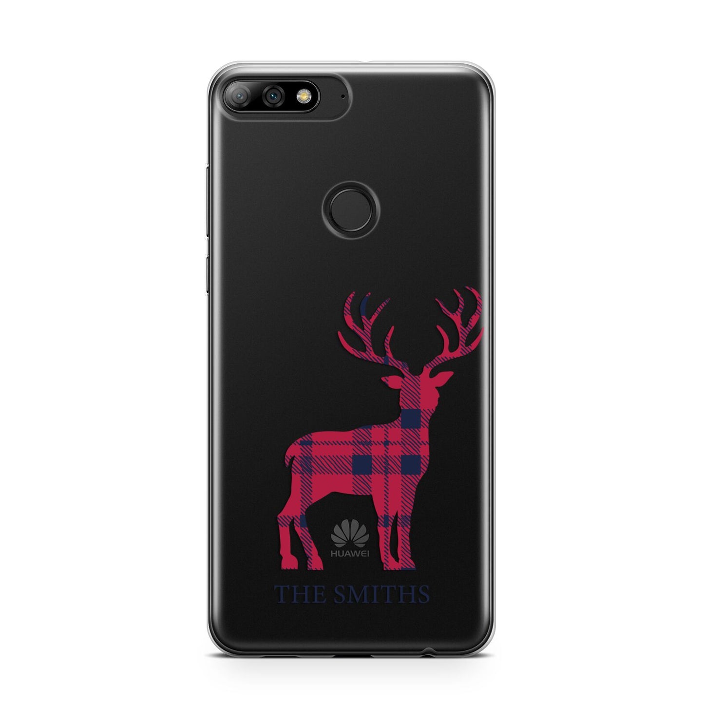 Christmas Tartan Reindeer Personalised Huawei Y7 2018