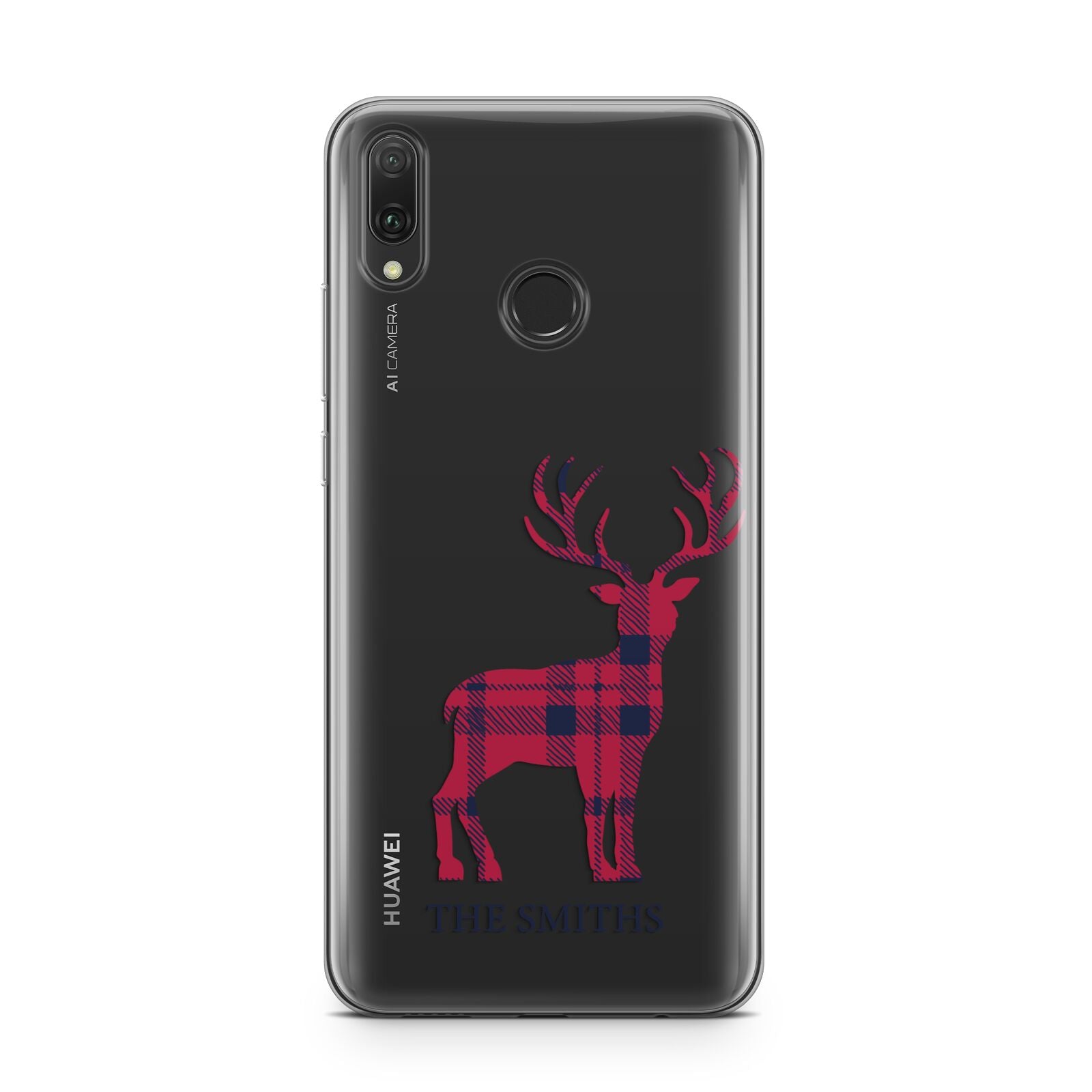 Christmas Tartan Reindeer Personalised Huawei Y9 2019