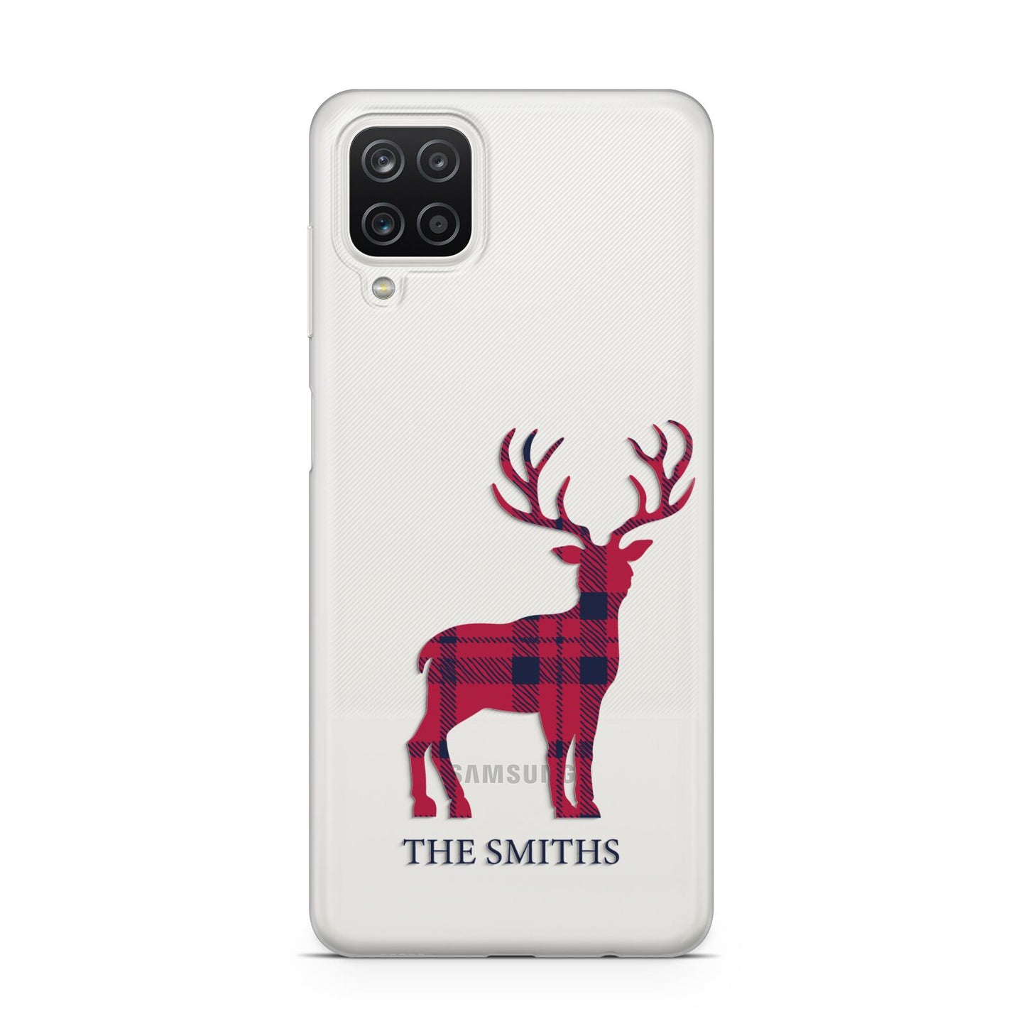 Christmas Tartan Reindeer Personalised Samsung A12 Case