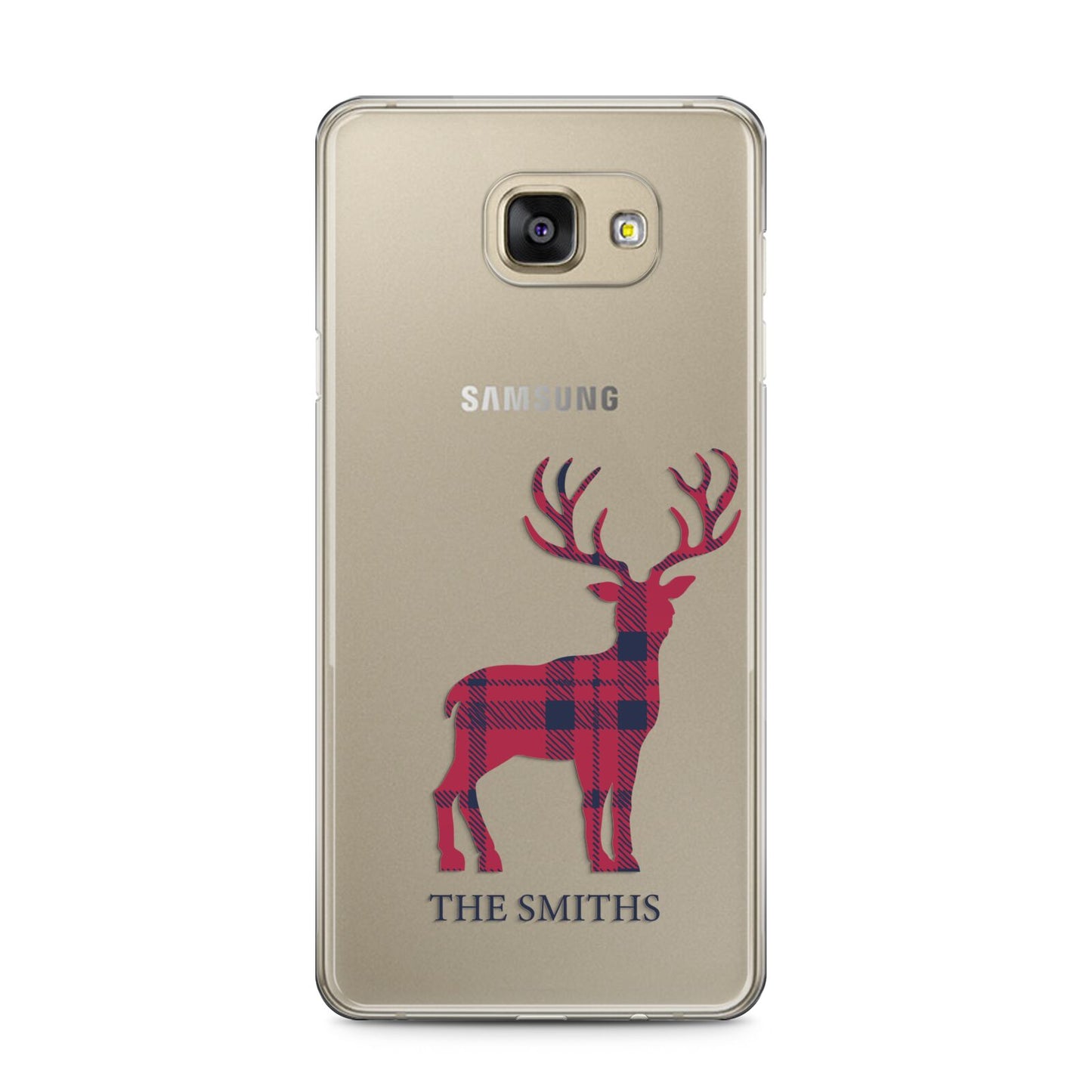 Christmas Tartan Reindeer Personalised Samsung Galaxy A5 2016 Case on gold phone