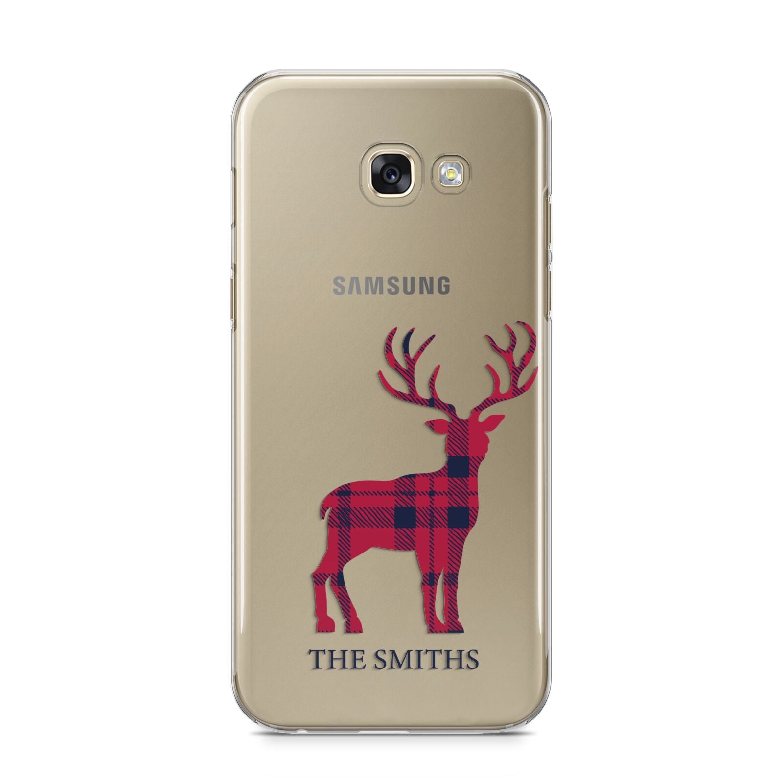 Christmas Tartan Reindeer Personalised Samsung Galaxy A5 2017 Case on gold phone