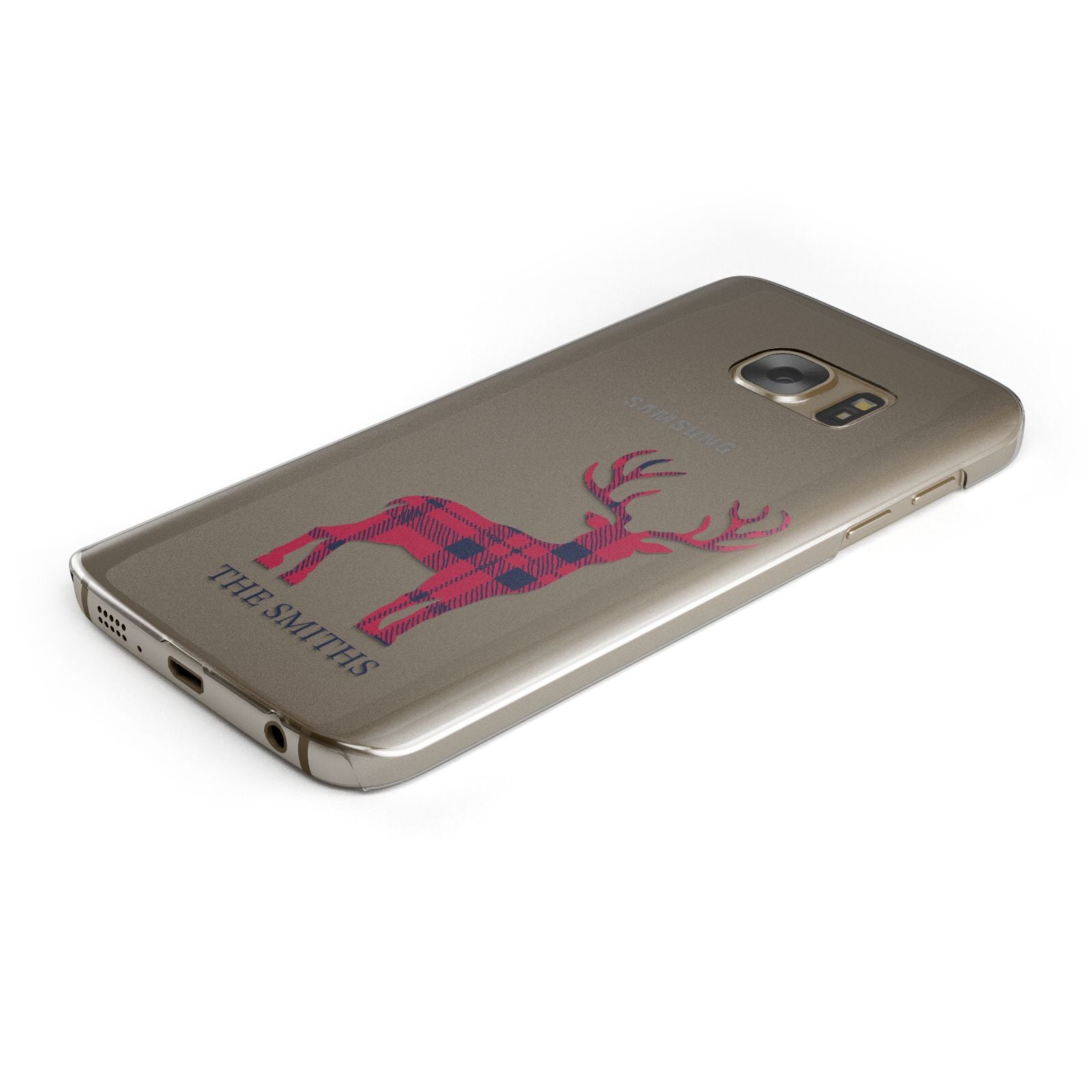 Christmas Tartan Reindeer Personalised Samsung Galaxy Case Bottom Cutout