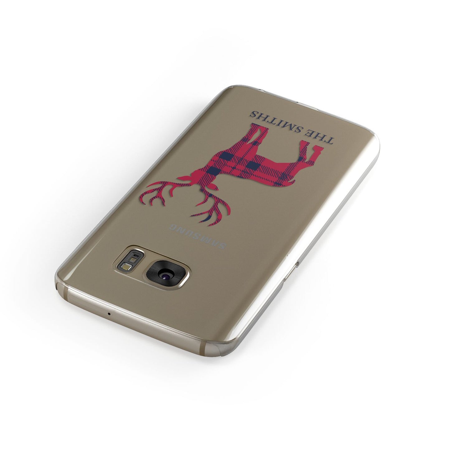 Christmas Tartan Reindeer Personalised Samsung Galaxy Case Front Close Up