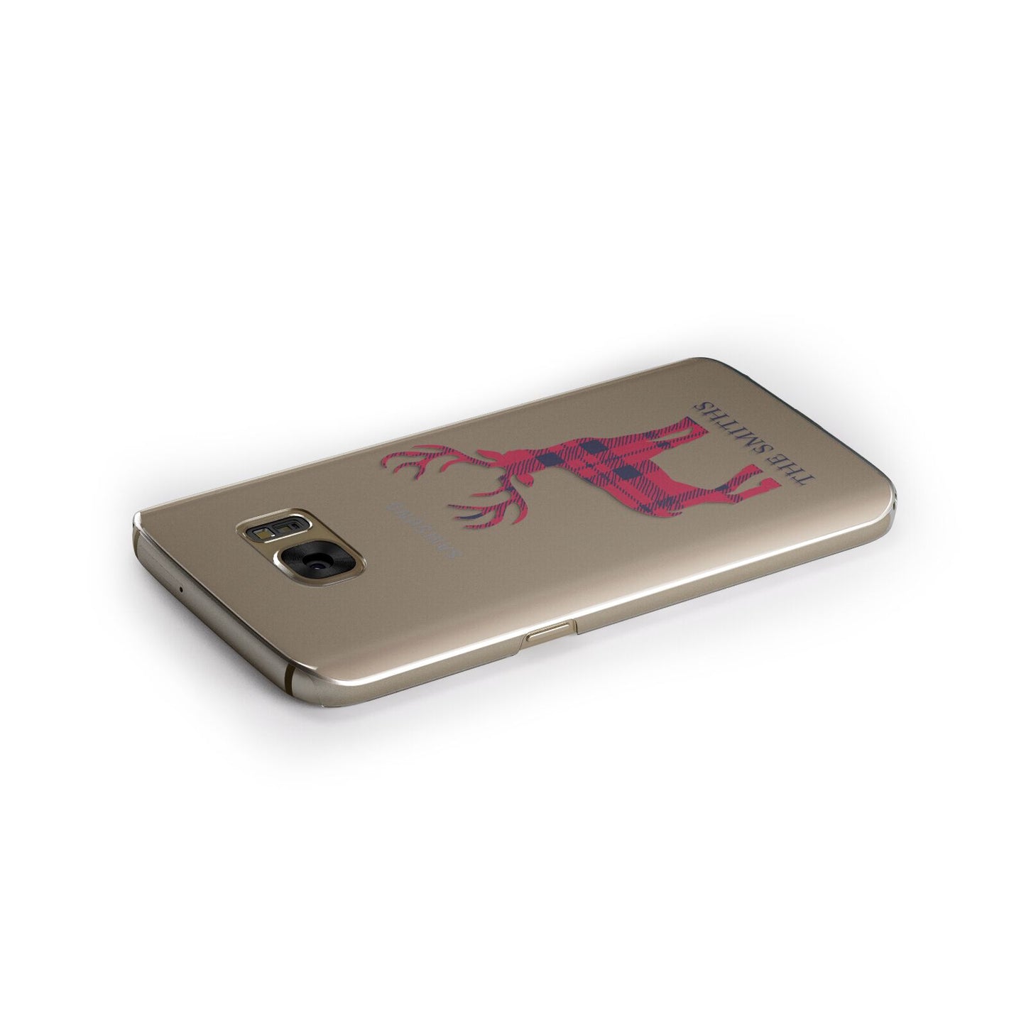 Christmas Tartan Reindeer Personalised Samsung Galaxy Case Side Close Up