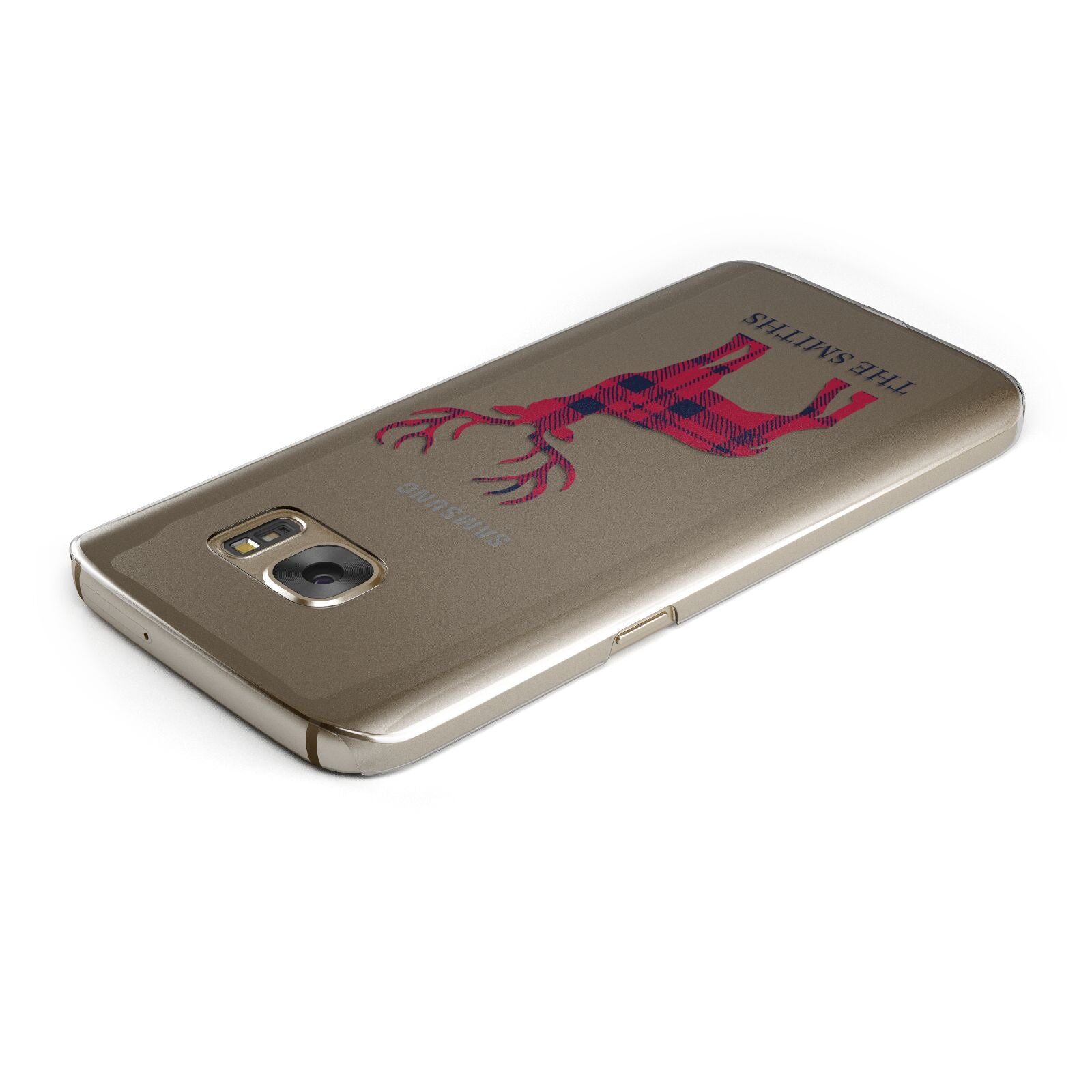 Christmas Tartan Reindeer Personalised Samsung Galaxy Case Top Cutout