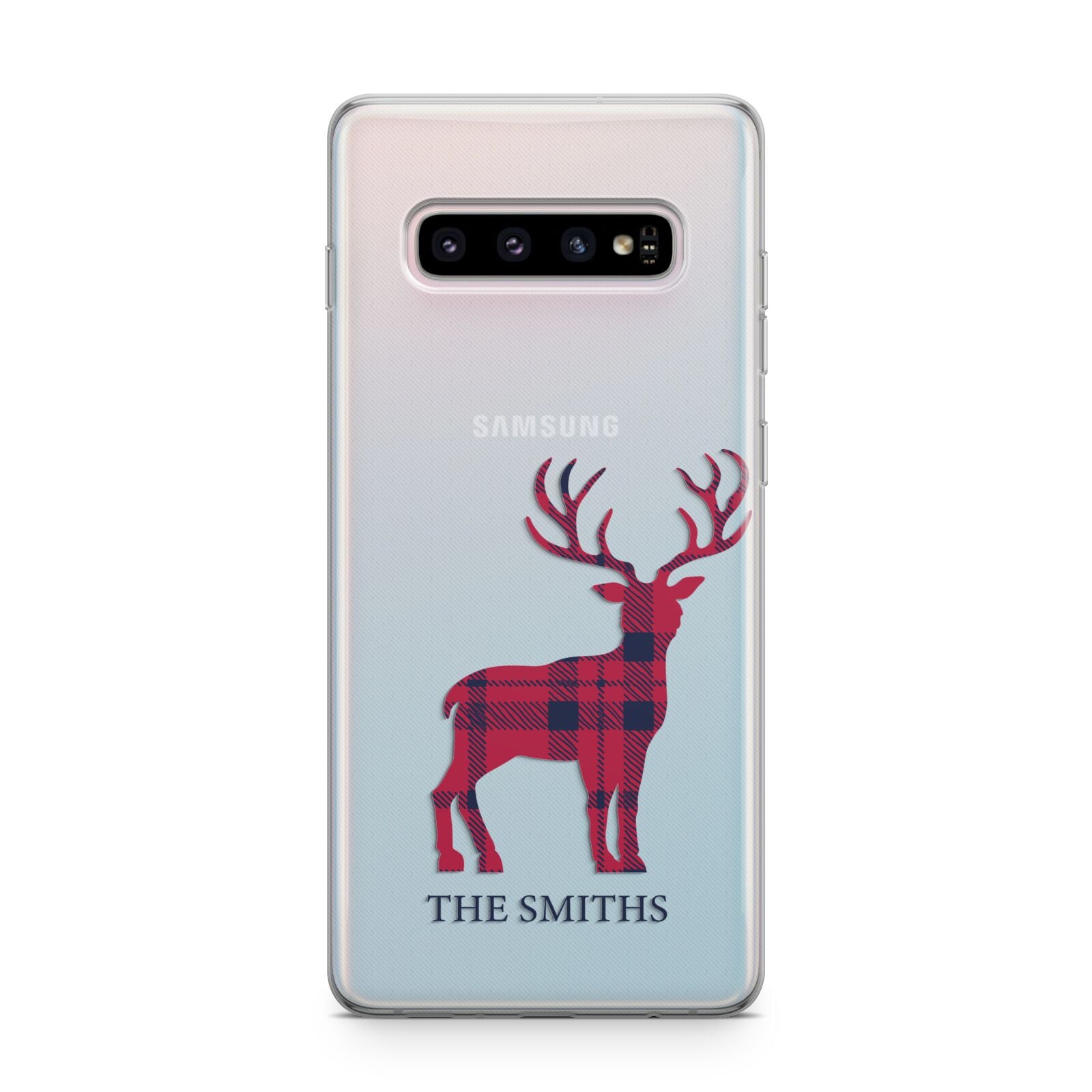 Christmas Tartan Reindeer Personalised Samsung Galaxy S10 Plus Case