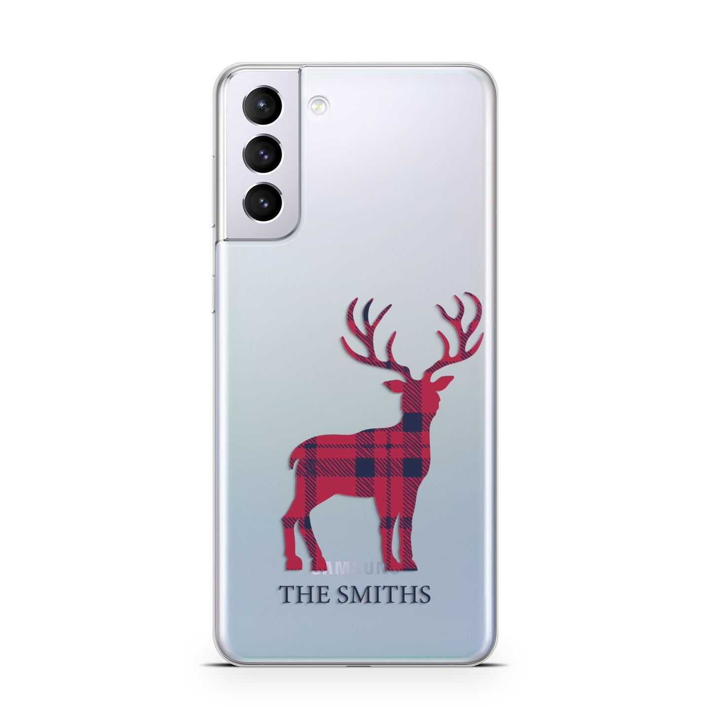 Christmas Tartan Reindeer Personalised Samsung S21 Plus Case