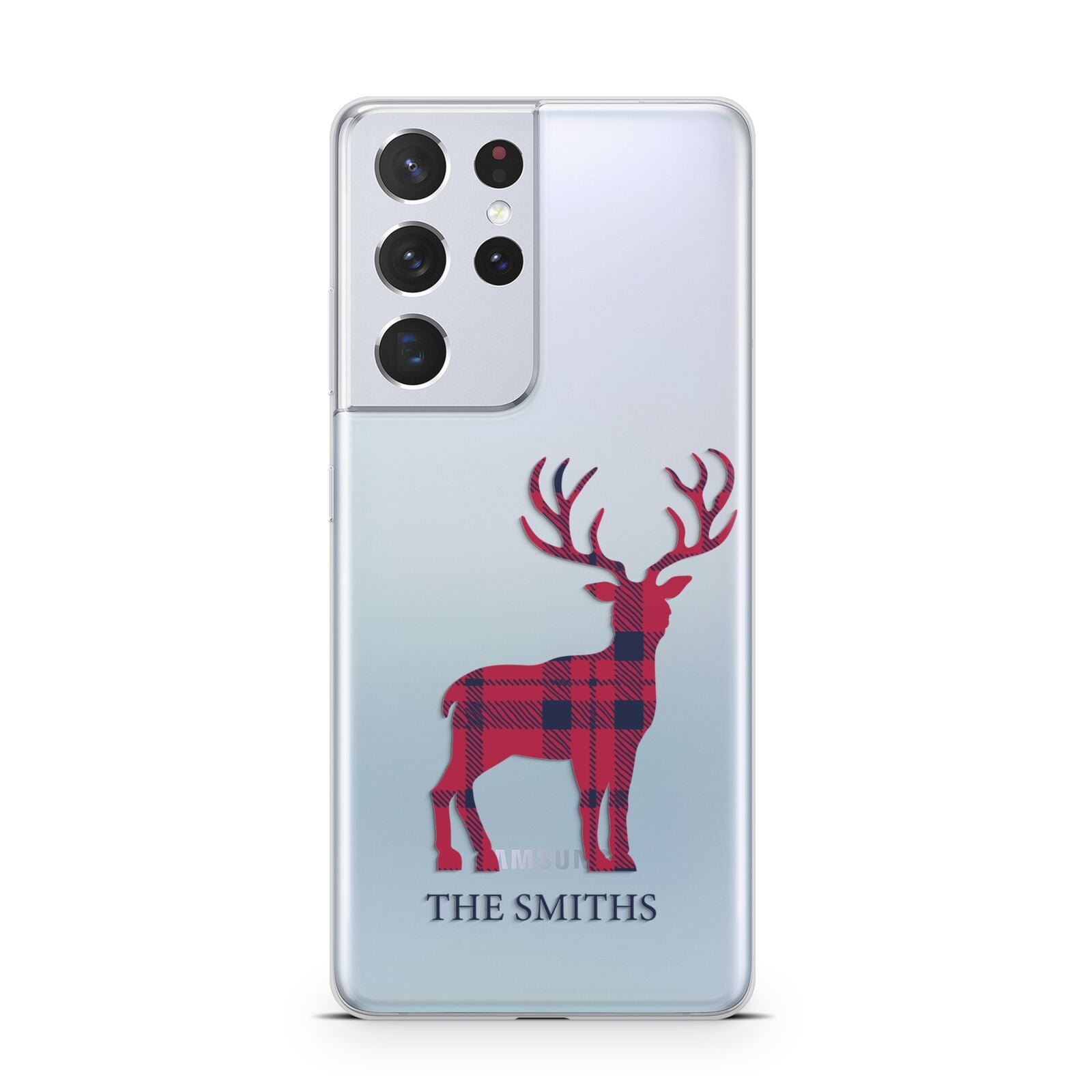 Christmas Tartan Reindeer Personalised Samsung S21 Ultra Case