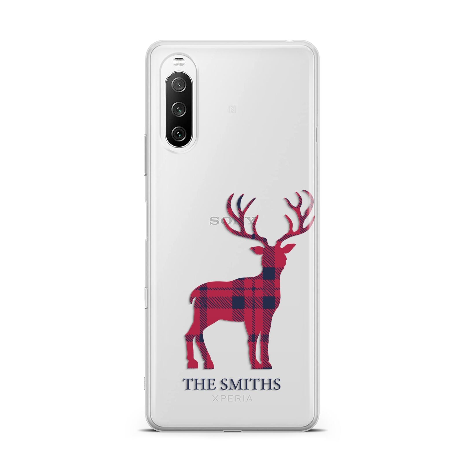 Christmas Tartan Reindeer Personalised Sony Xperia 10 III Case