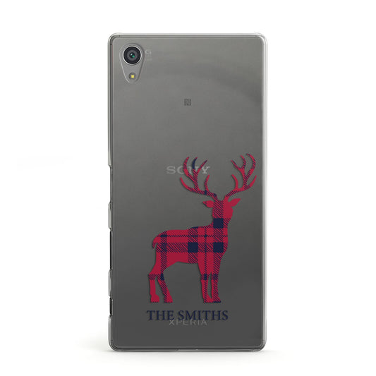 Christmas Tartan Reindeer Personalised Sony Xperia Case