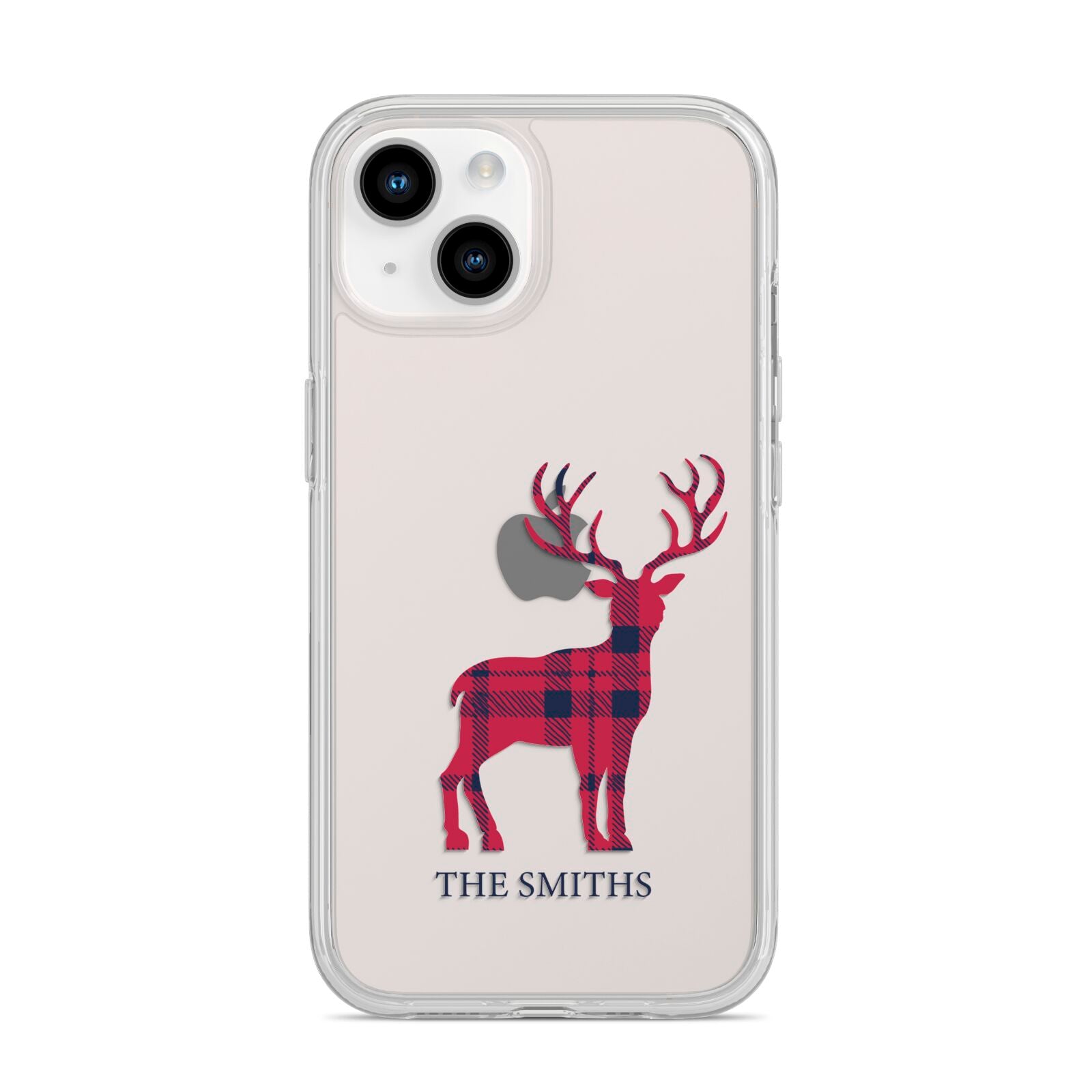 Christmas Tartan Reindeer Personalised iPhone 14 Clear Tough Case Starlight