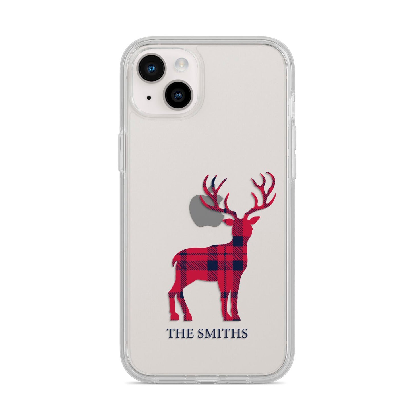 Christmas Tartan Reindeer Personalised iPhone 14 Plus Clear Tough Case Starlight