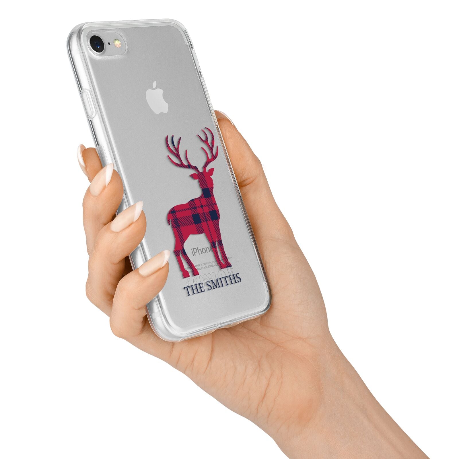 Christmas Tartan Reindeer Personalised iPhone 7 Bumper Case on Silver iPhone Alternative Image