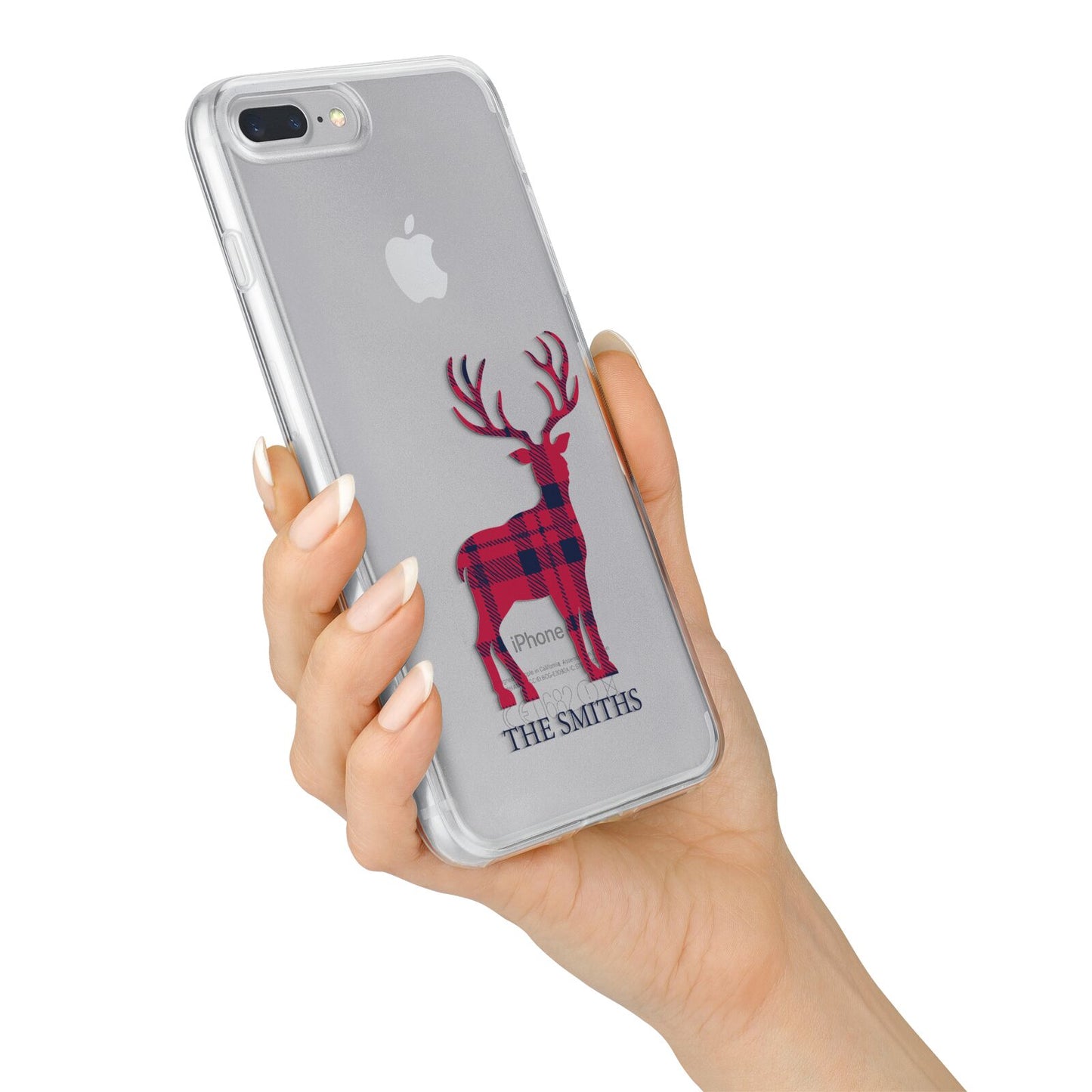 Christmas Tartan Reindeer Personalised iPhone 7 Plus Bumper Case on Silver iPhone Alternative Image