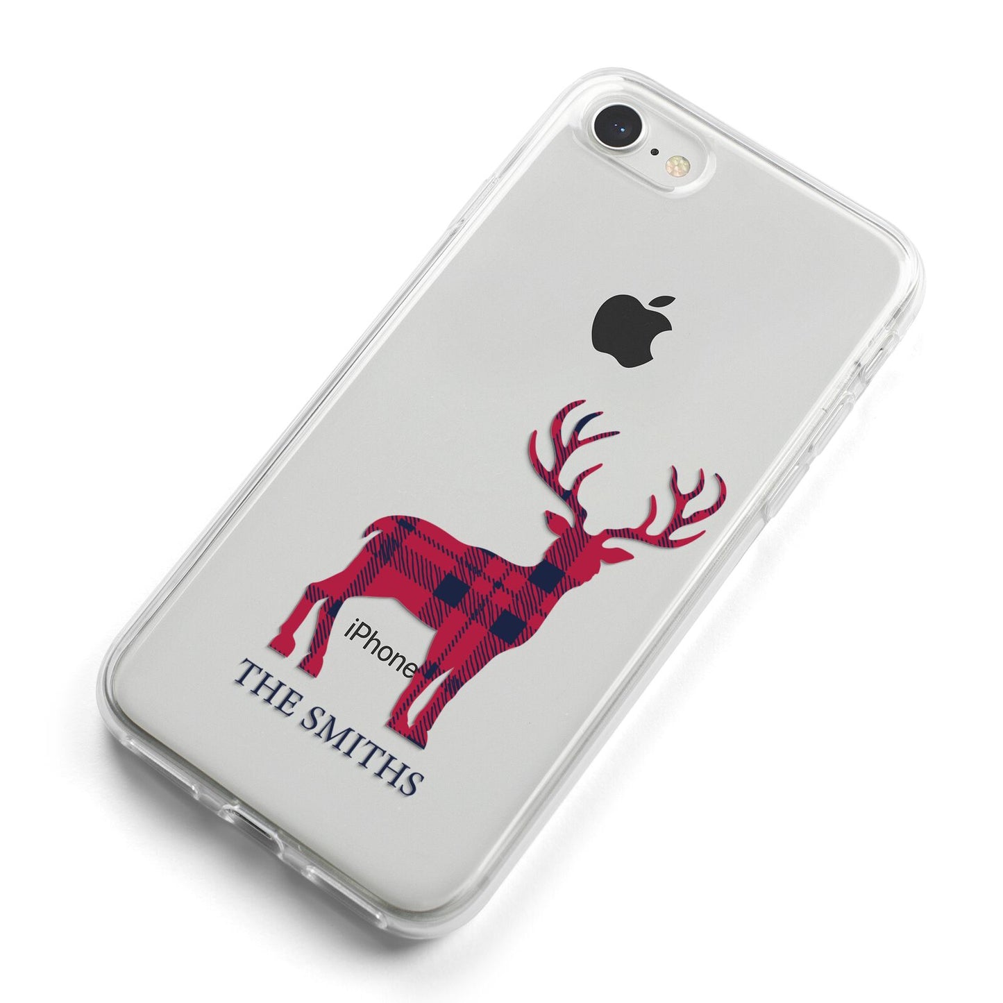 Christmas Tartan Reindeer Personalised iPhone 8 Bumper Case on Silver iPhone Alternative Image