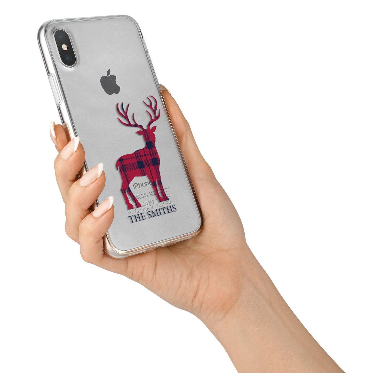 Christmas Tartan Reindeer Personalised iPhone X Bumper Case on Silver iPhone Alternative Image 2