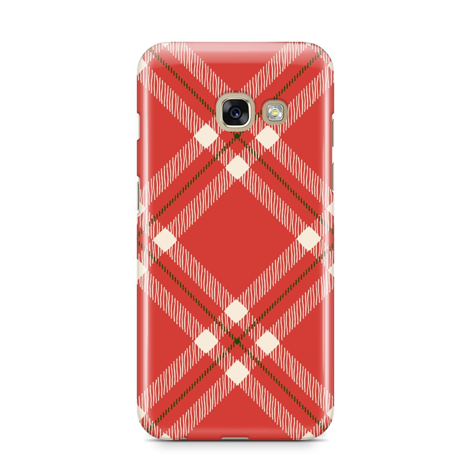 Christmas Tartan Samsung Galaxy A3 2017 Case on gold phone