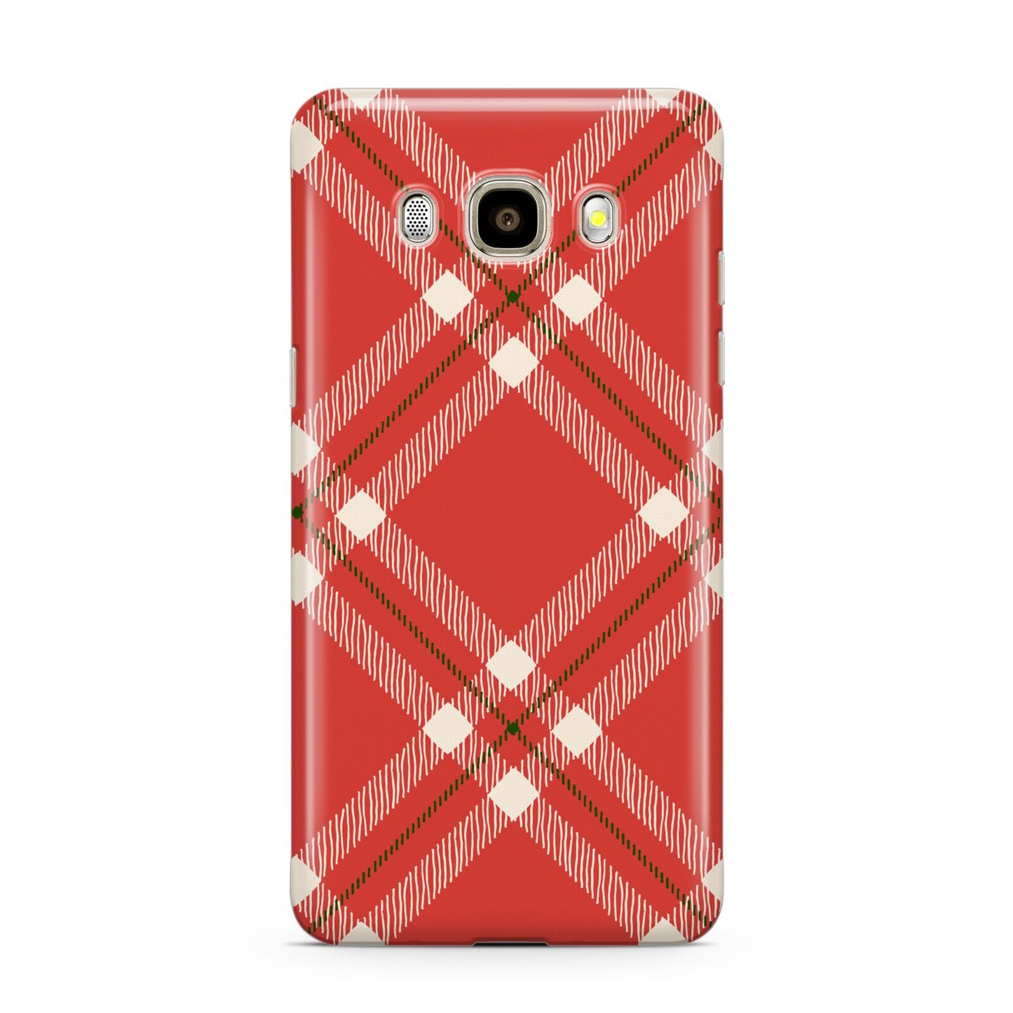 Christmas Tartan Samsung Galaxy J7 2016 Case on gold phone