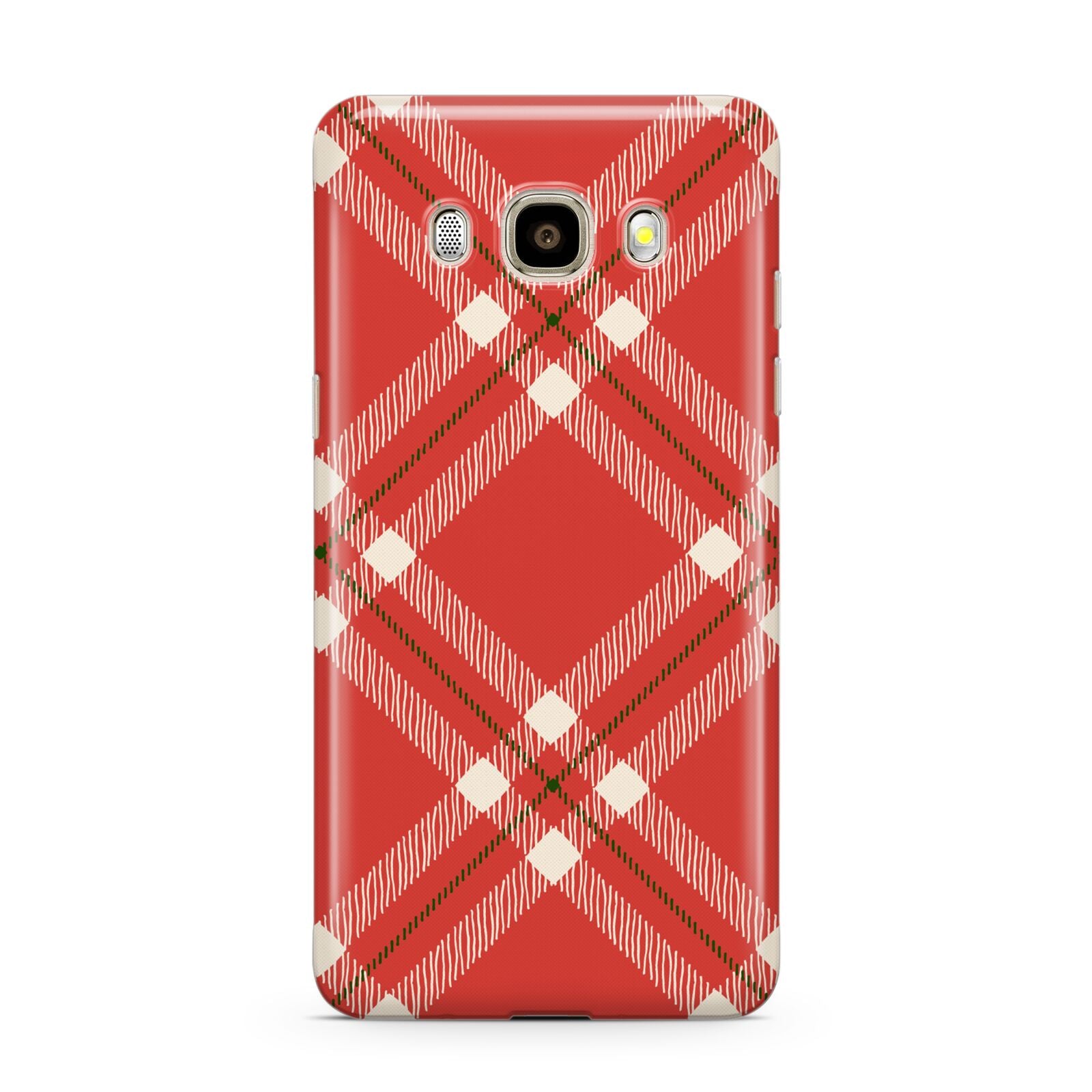 Christmas Tartan Samsung Galaxy J7 2016 Case on gold phone