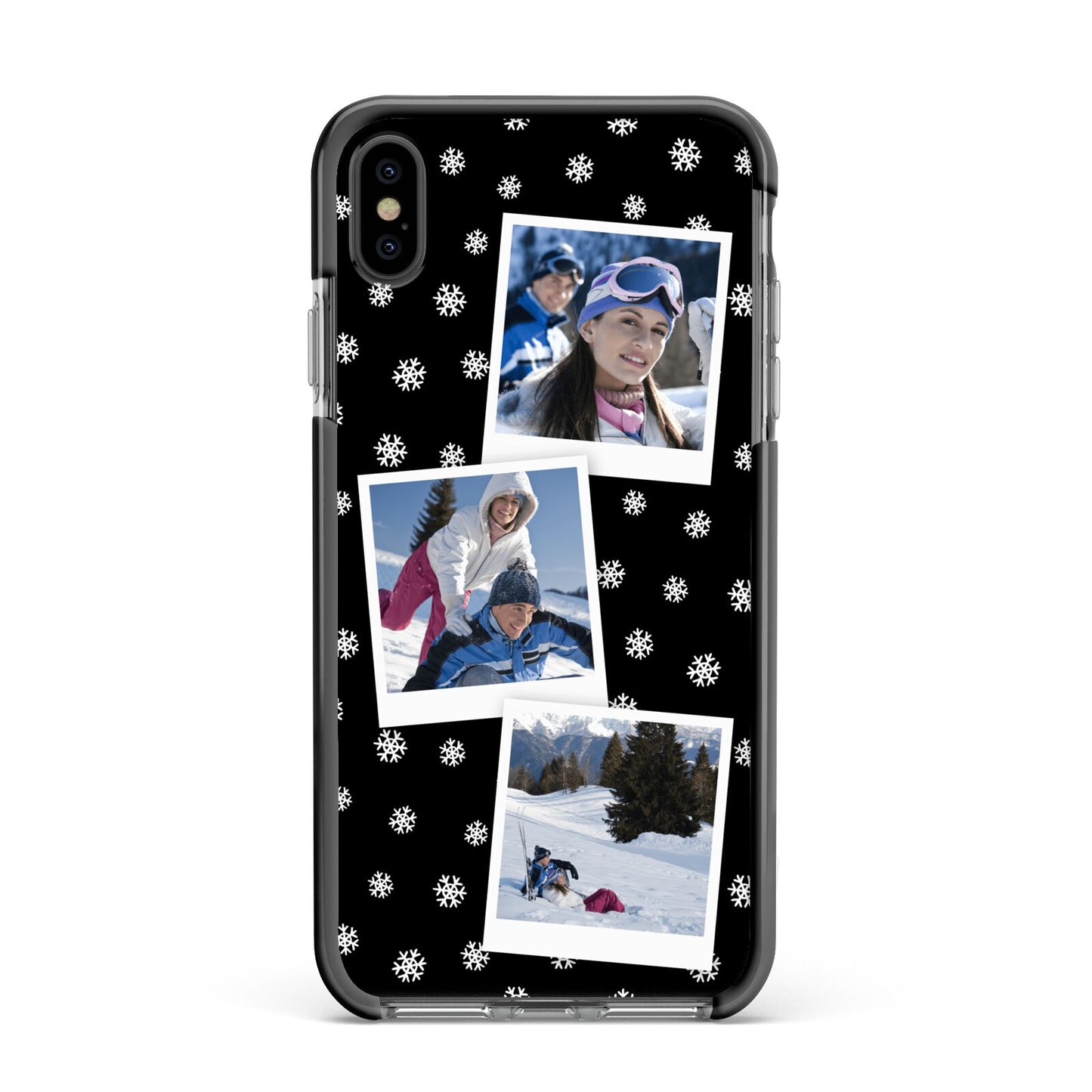 Christmas Three Photo Apple iPhone Xs Max Impact Case Black Edge on Black Phone