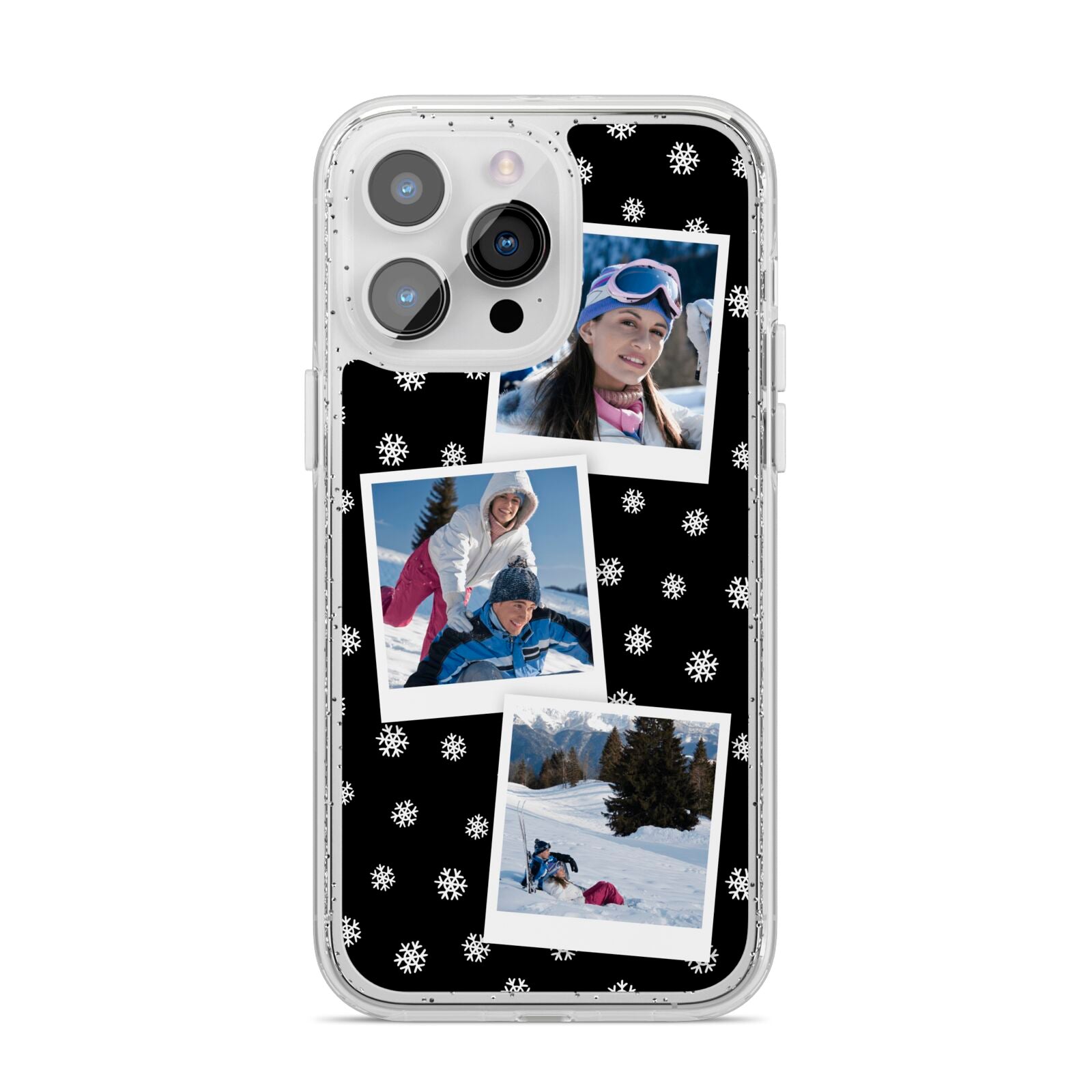 Christmas Three Photo iPhone 14 Pro Max Glitter Tough Case Silver