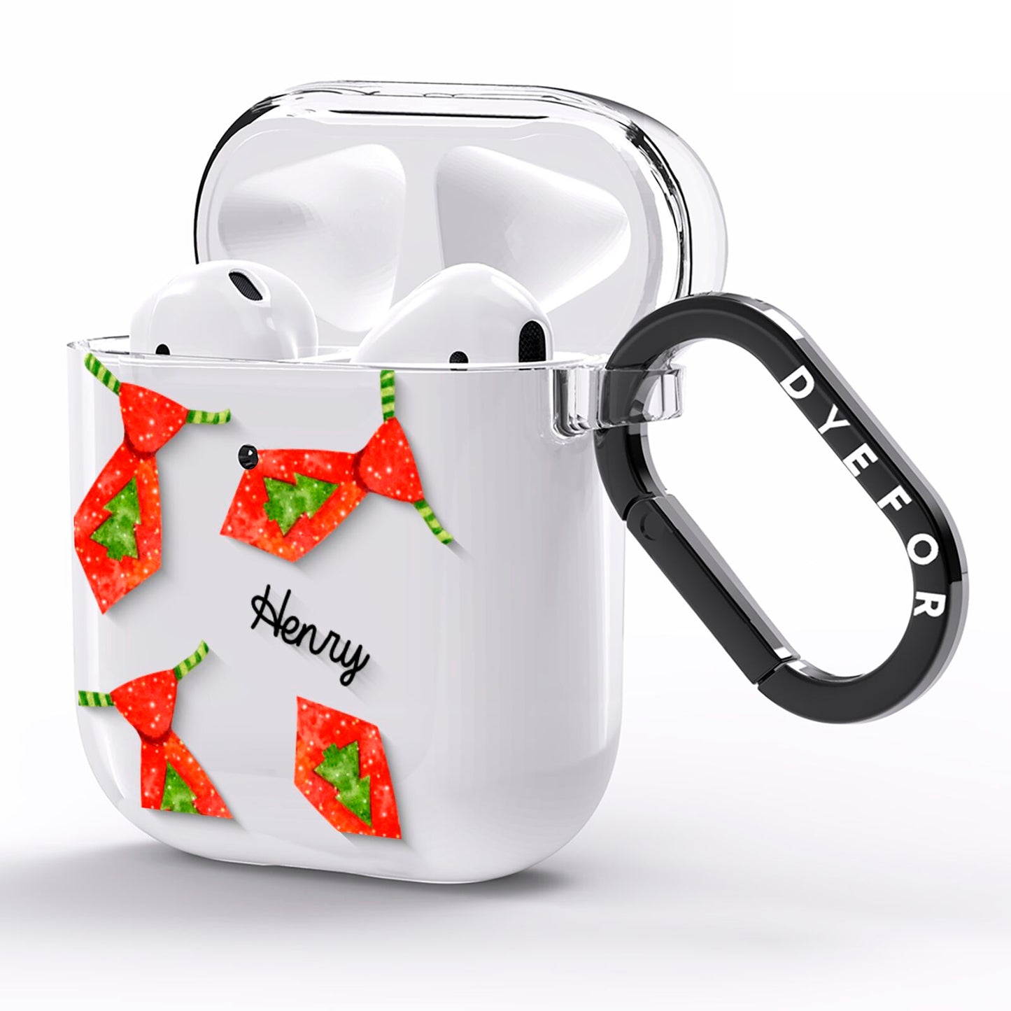 Christmas Tie Pattern AirPods Clear Case Side Image