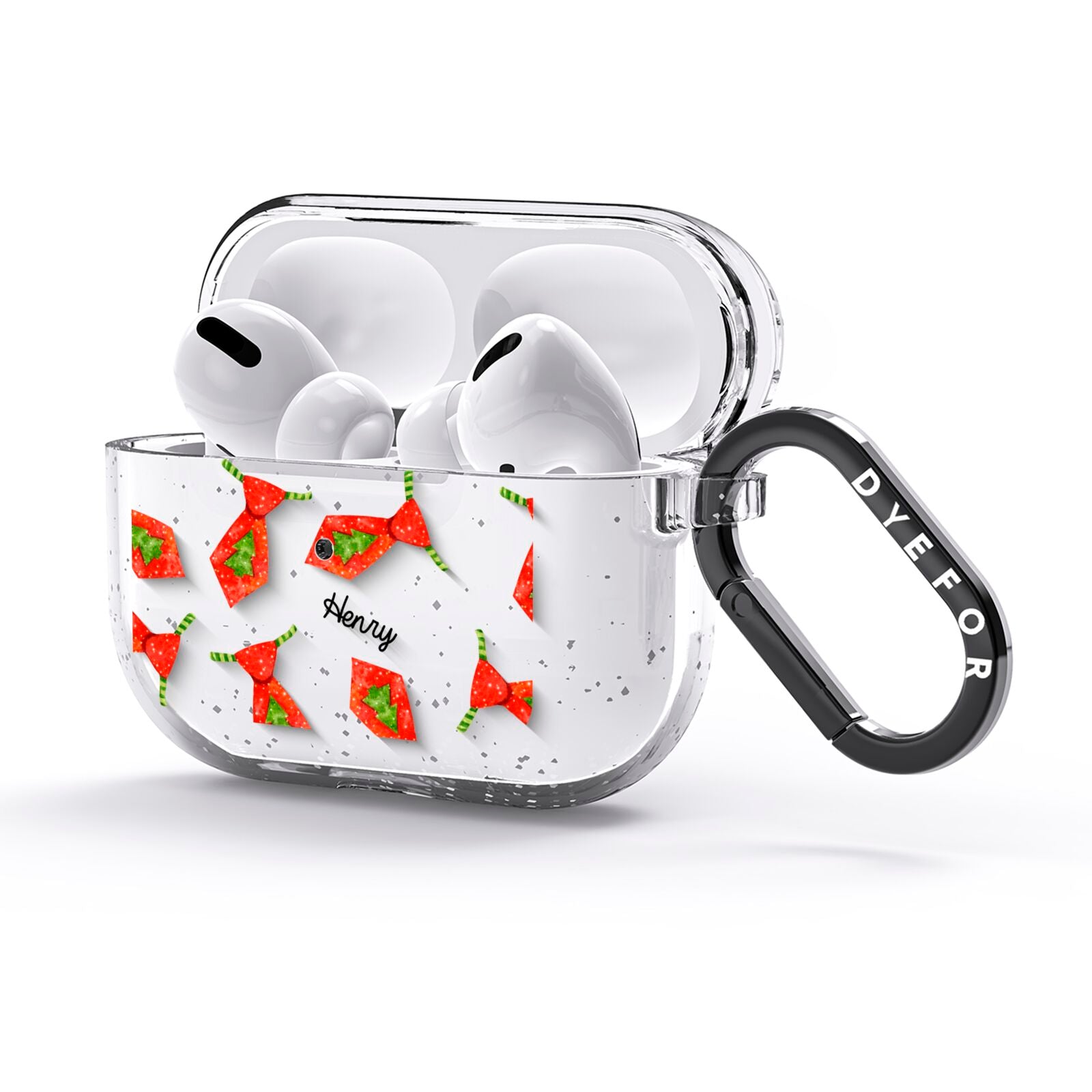 Christmas Tie Pattern AirPods Glitter Case 3rd Gen Side Image