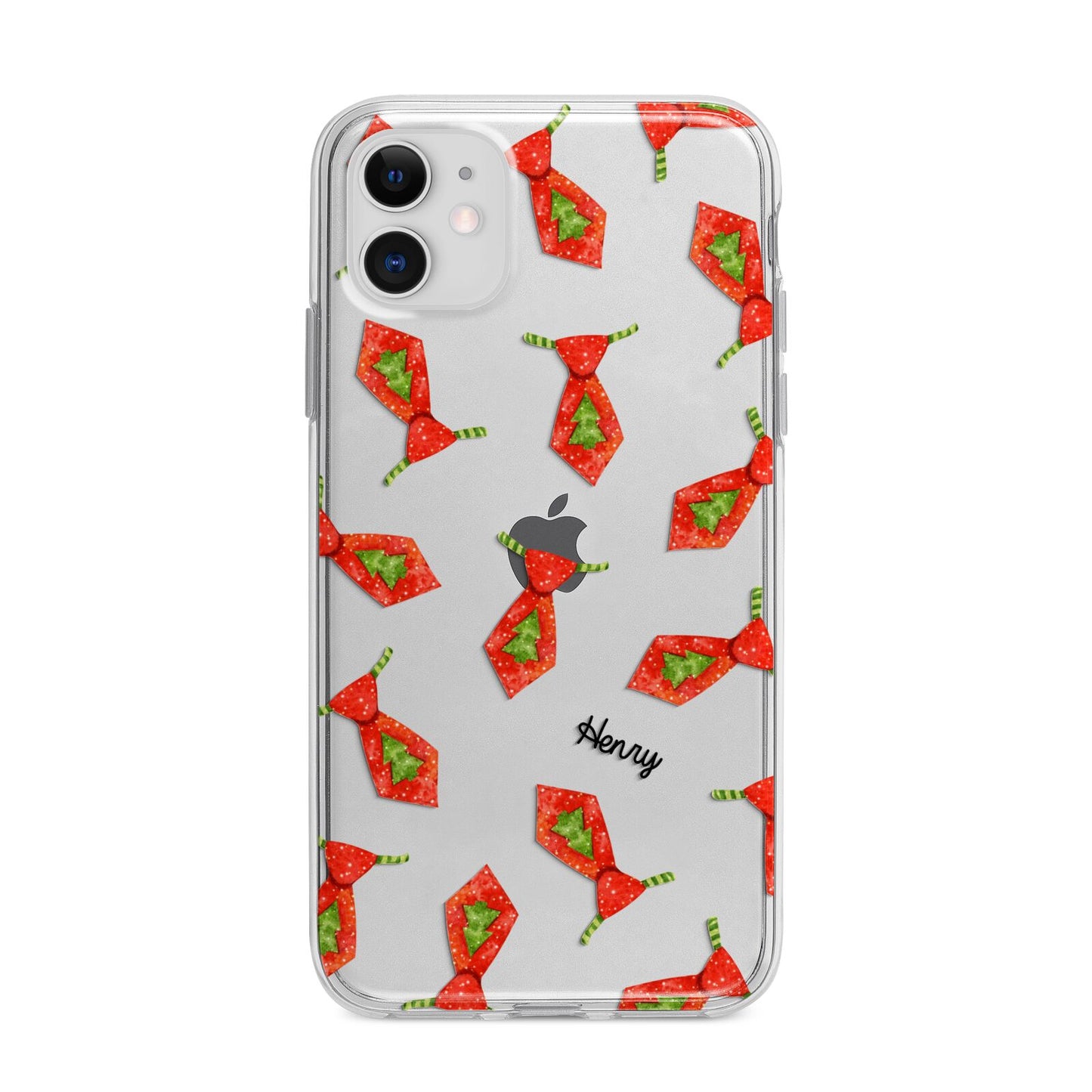 Christmas Tie Pattern Apple iPhone 11 in White with Bumper Case