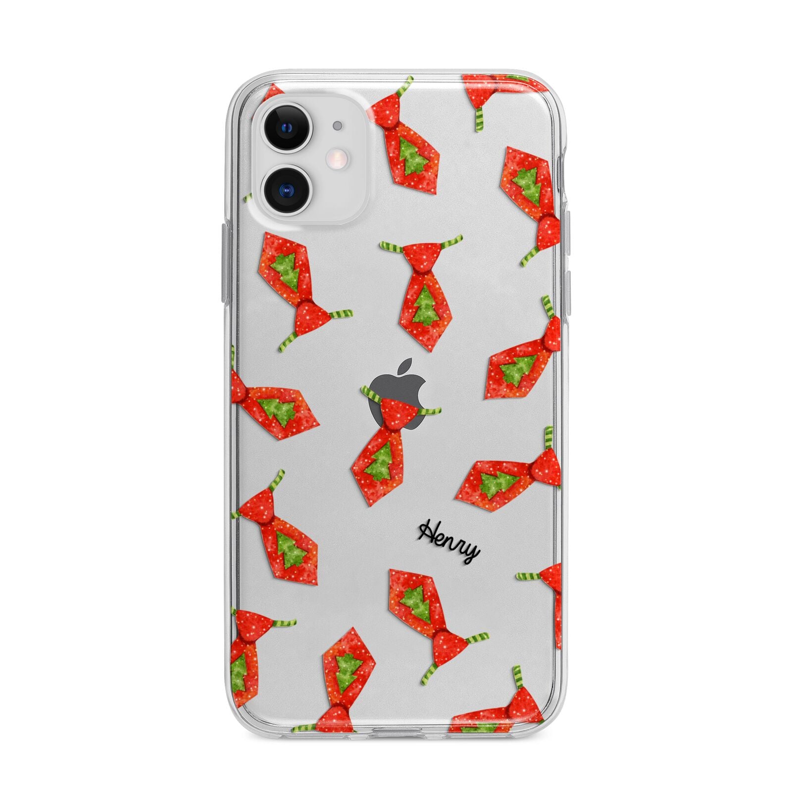 Christmas Tie Pattern Apple iPhone 11 in White with Bumper Case