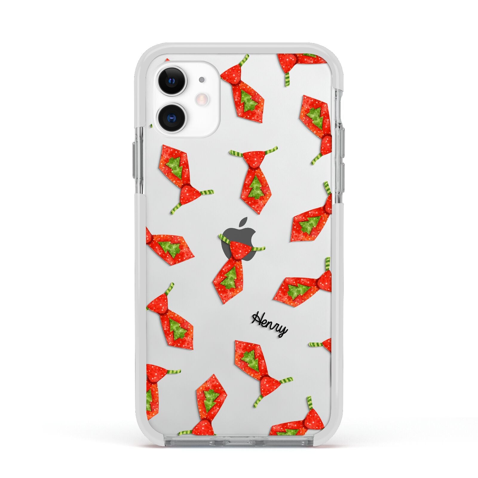 Christmas Tie Pattern Apple iPhone 11 in White with White Impact Case