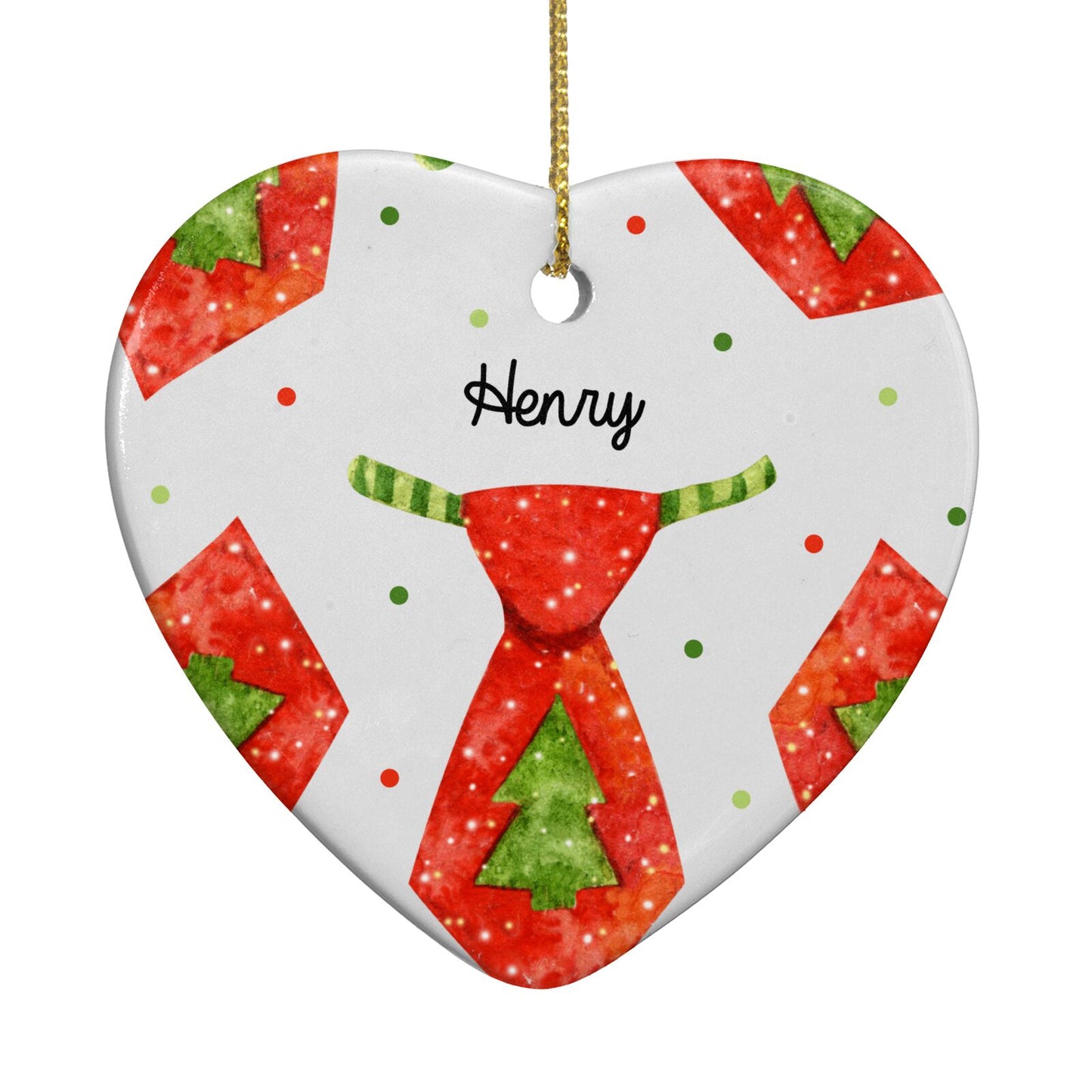 Christmas Tie Pattern Heart Decoration Back Image
