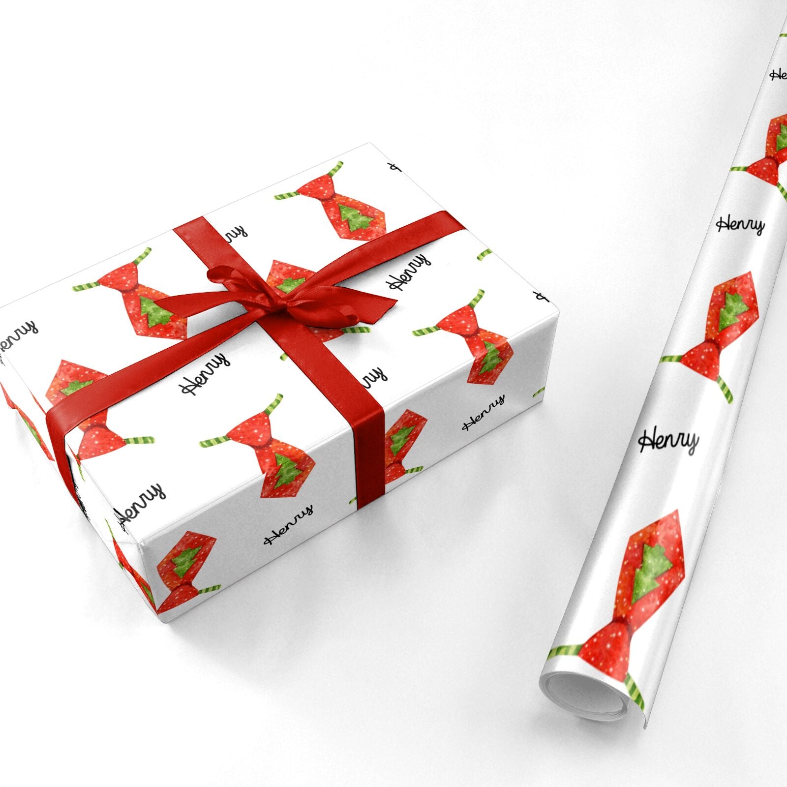 Christmas Tie Pattern Personalised Wrapping Paper