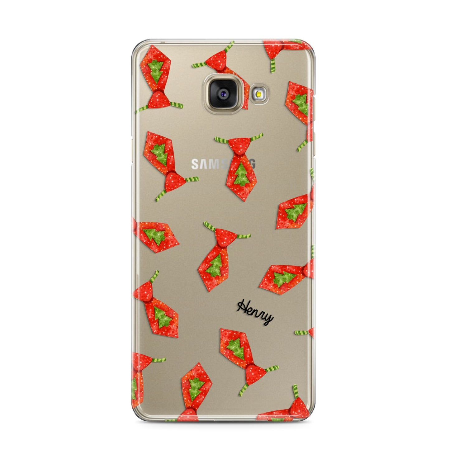 Christmas Tie Pattern Samsung Galaxy A3 2016 Case on gold phone