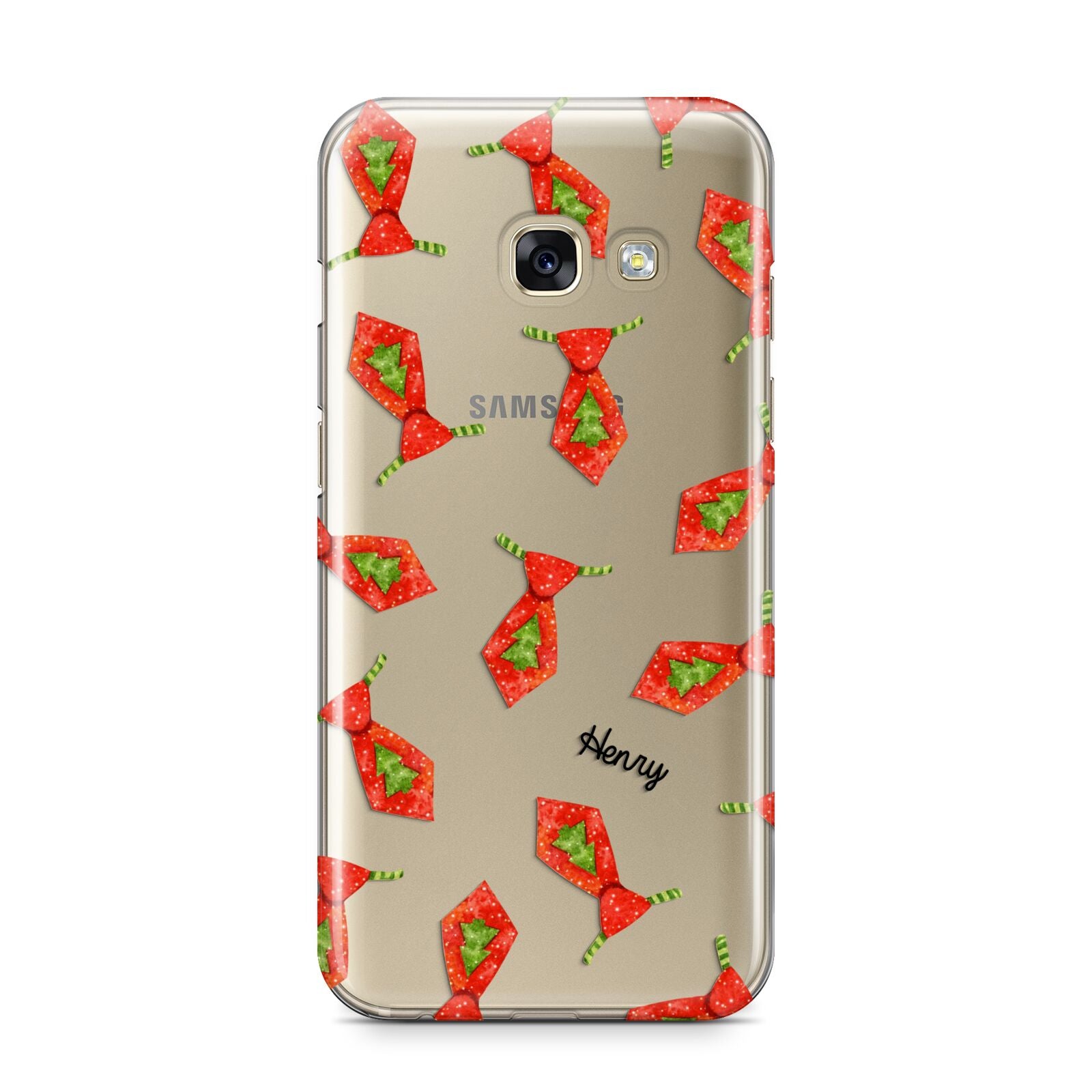 Christmas Tie Pattern Samsung Galaxy A3 2017 Case on gold phone